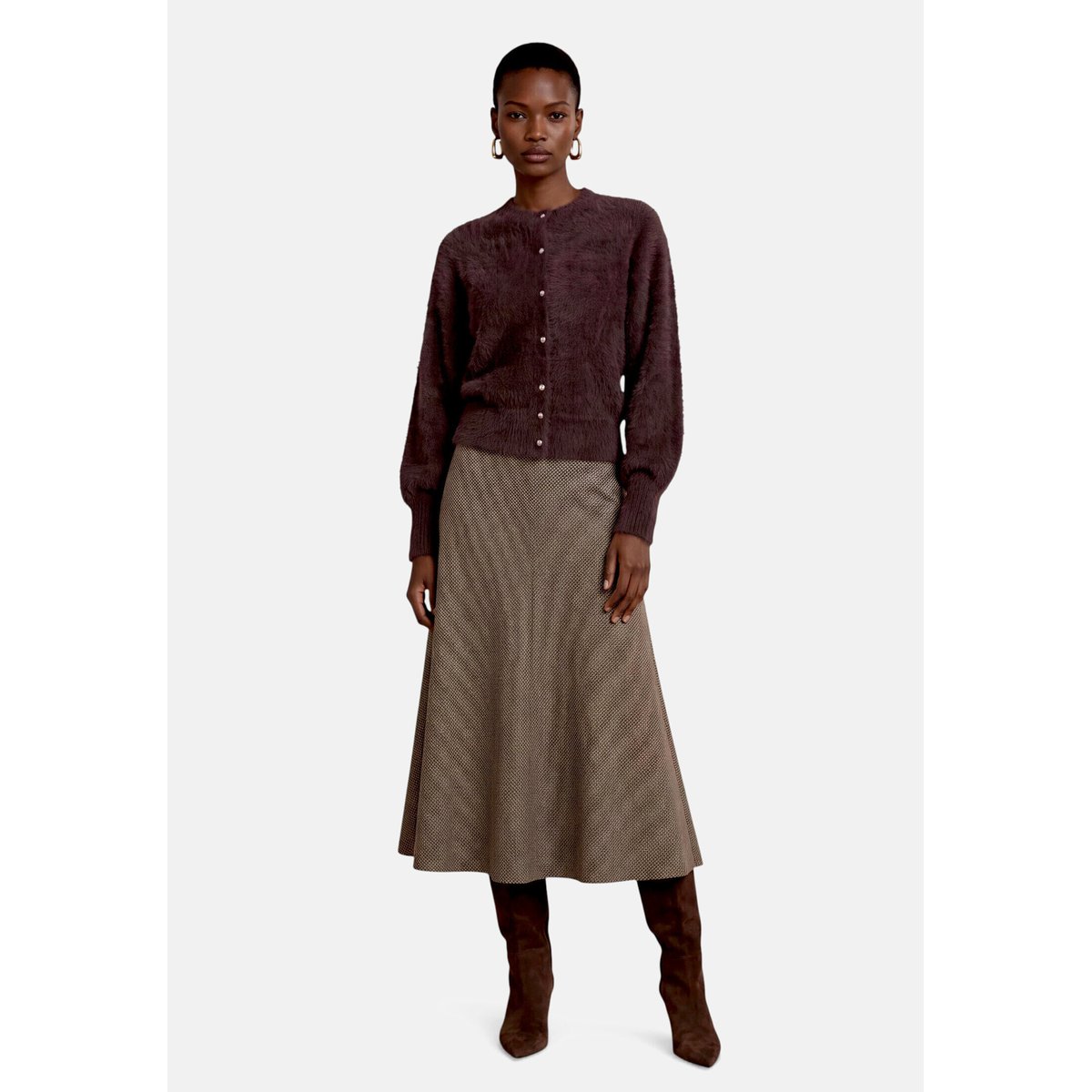 Cardigan en maille à manches chauve-souris chocolate plum, ZERO