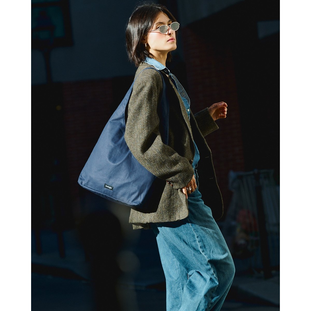 Sac seau en coton enduit RICHELIEU bleu enduit, RIVEDROITE