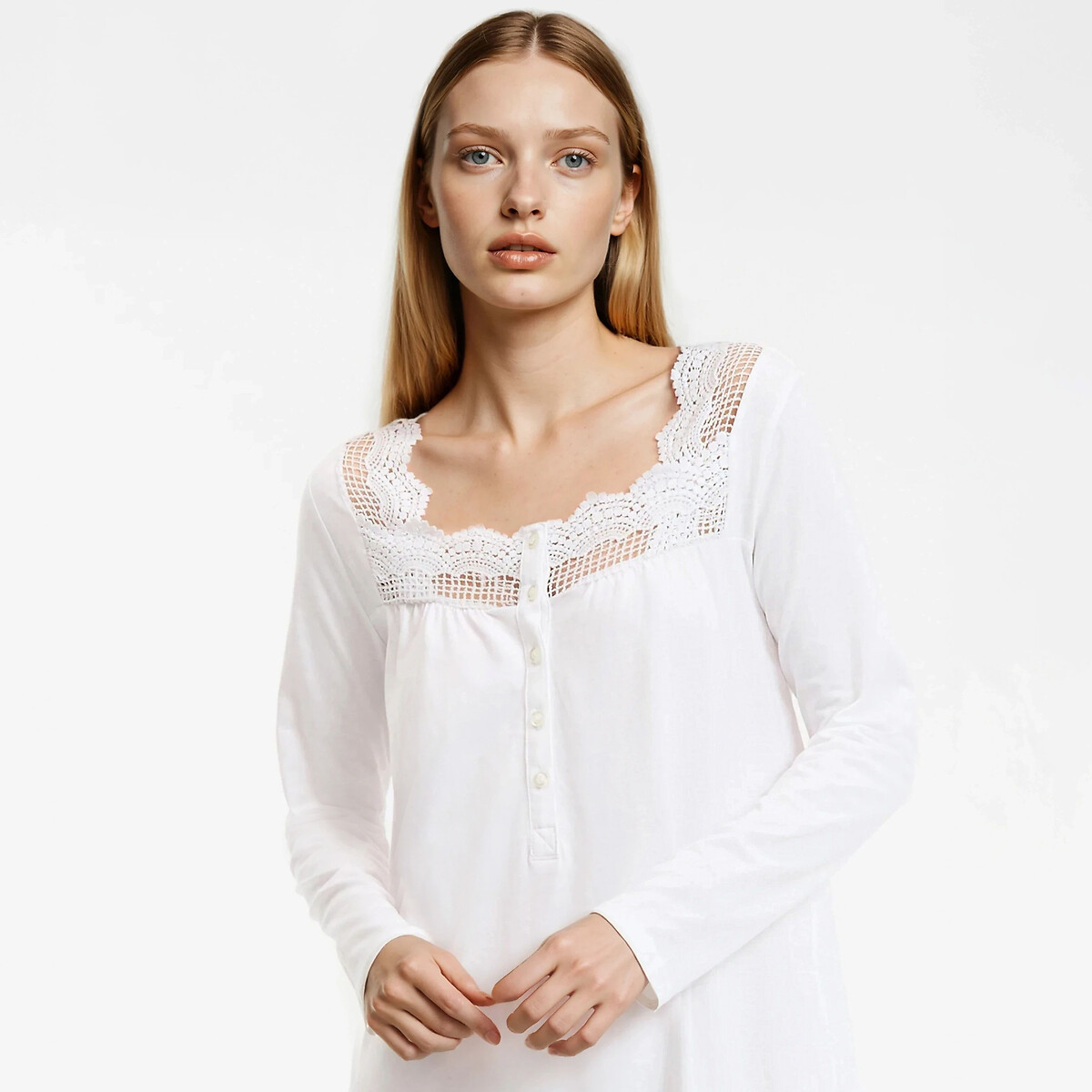 Cotton/Lace Nightdress white, ANNE WEYBURN