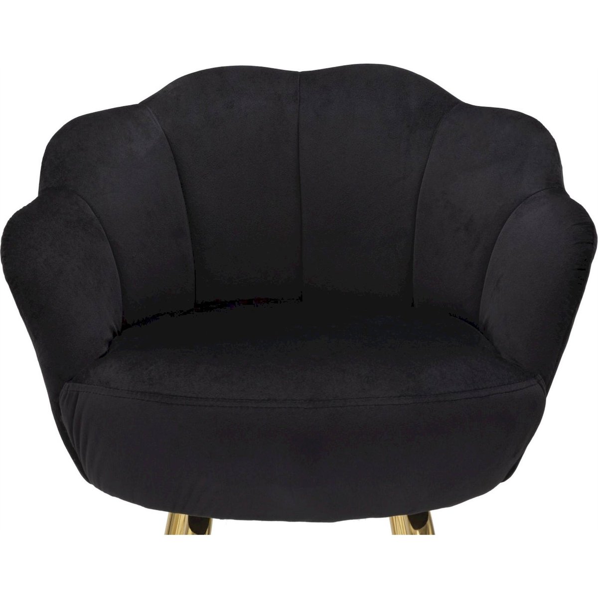 Tabouret de bar velours façon coquillage GLAM noir et doré, RECOLLECTION