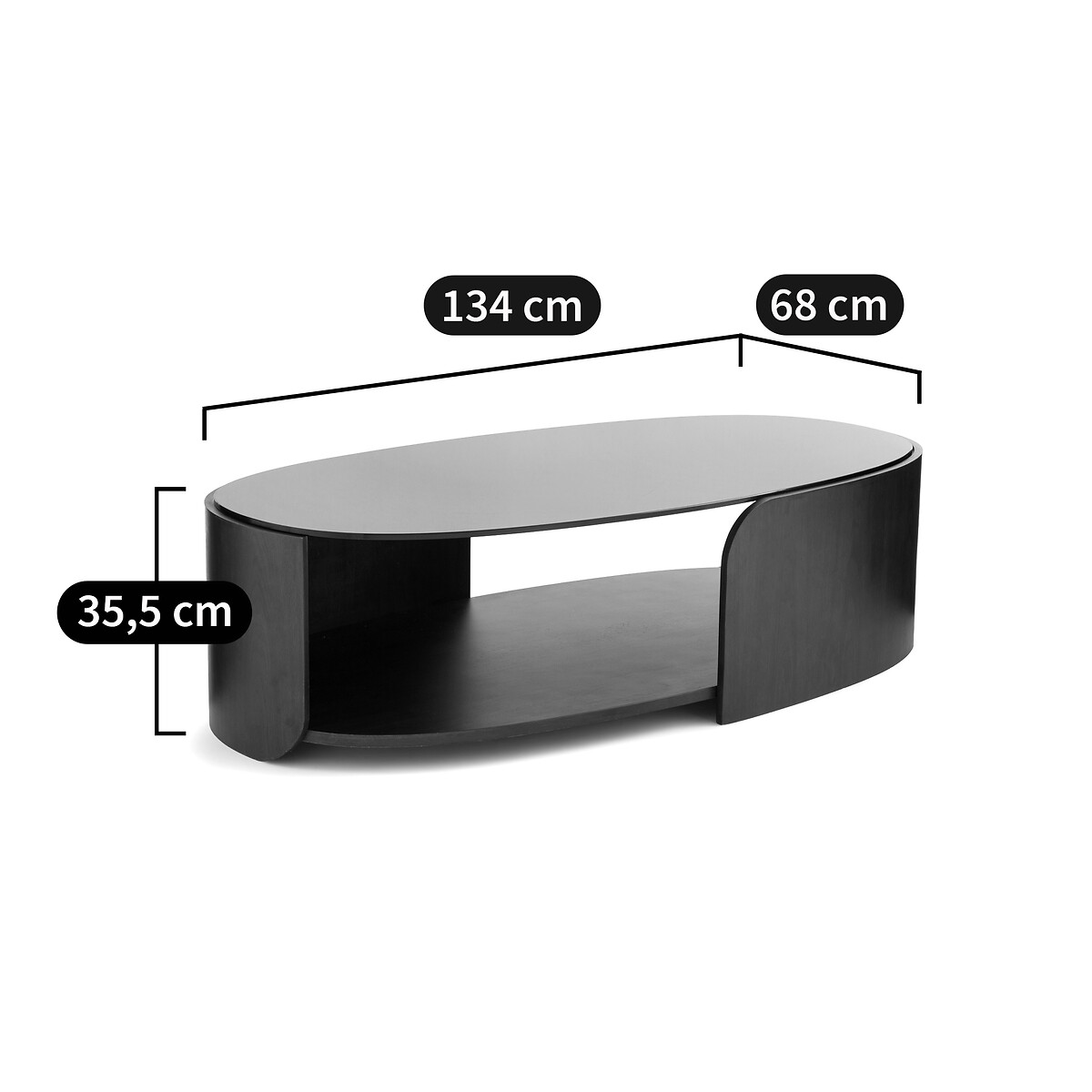 Table basse plateau en verre trempé Spinella coloris noyer, LA REDOUTE INTERIEURS