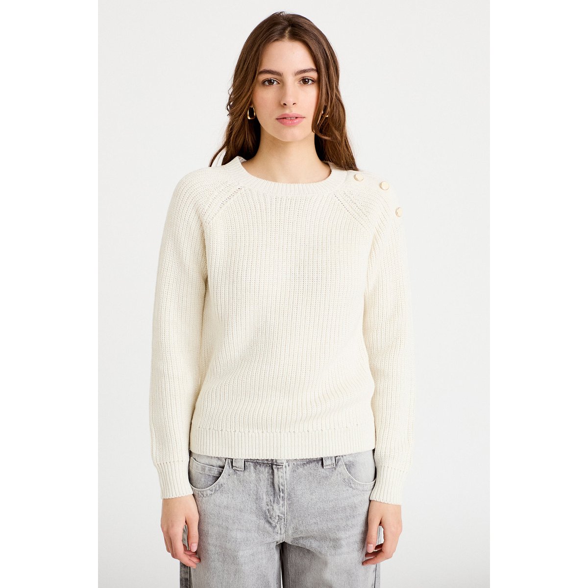 Pull manches longues ecru, CACHE CACHE