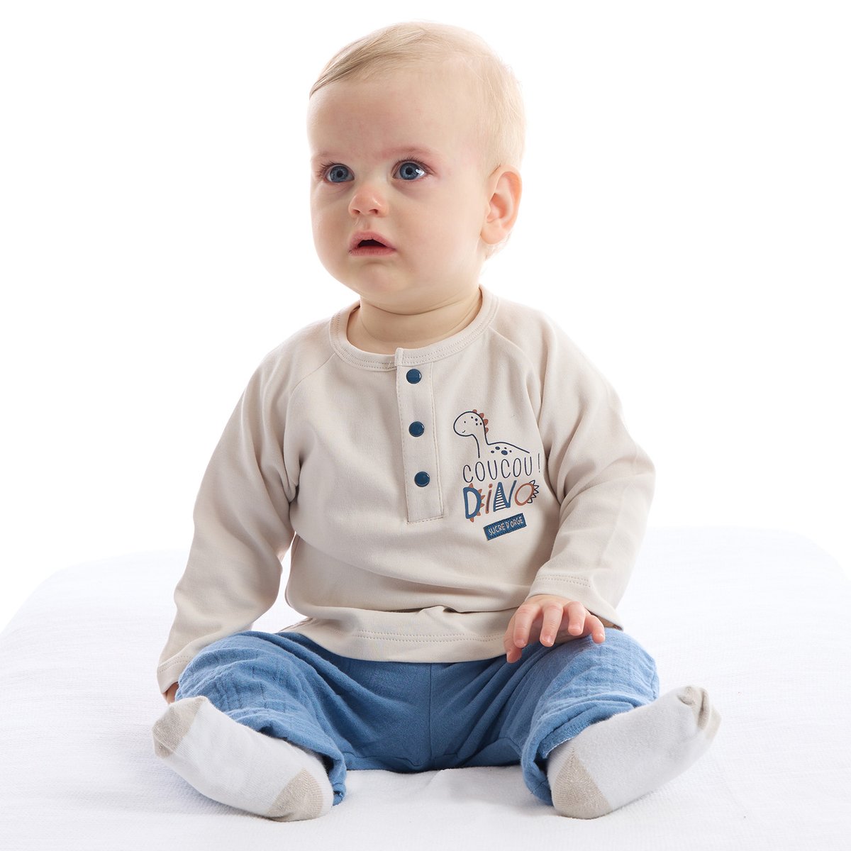 Ensemble tshirt manches longues et pantalon pacifique bleu, SUCRE D'ORGE
