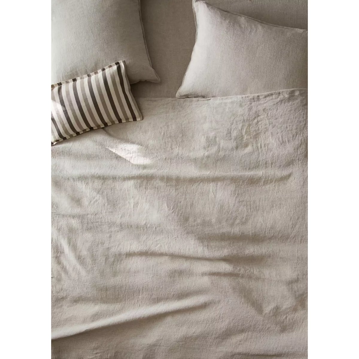 Housse de couette lin lavé lit 180/200 cm sable, MANGO HOME