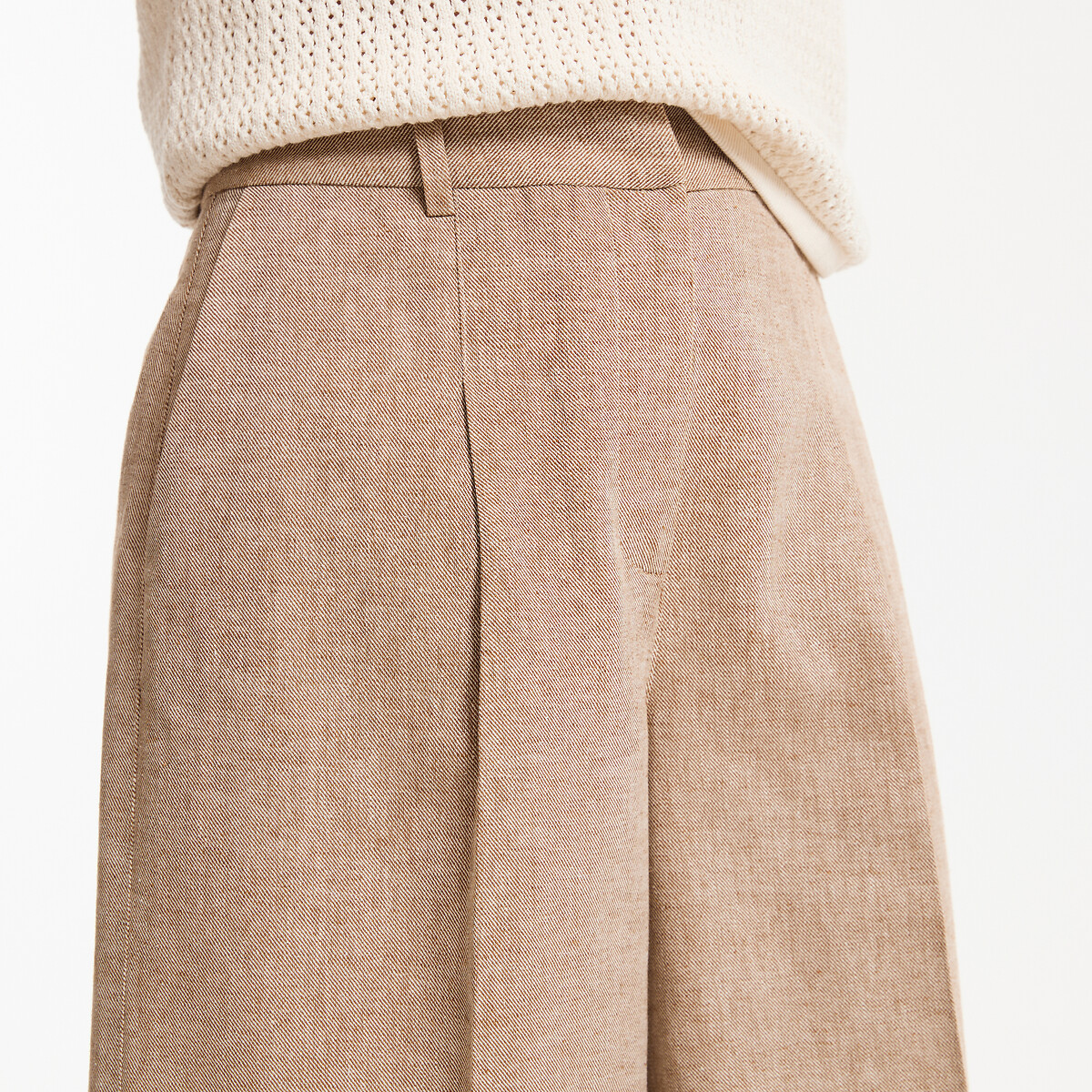 Bermudas de lino y algodón con pinzas camel, LA REDOUTE COLLECTIONS