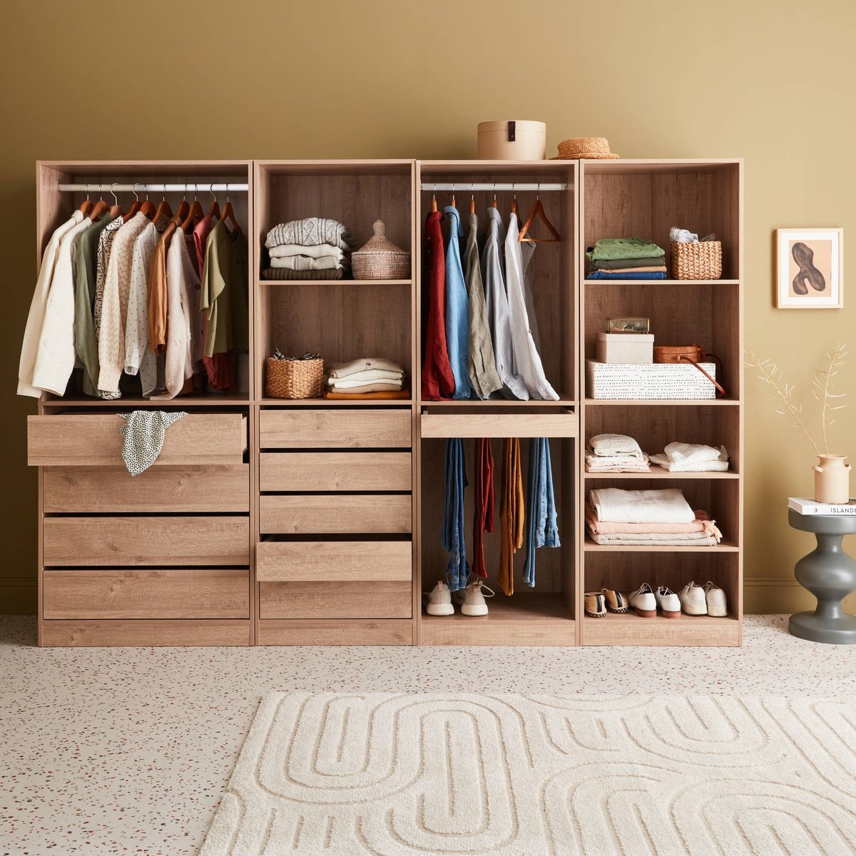 Kit dressing modulable décor bois 4 éléments NEPAL naturel, SWEEEK
