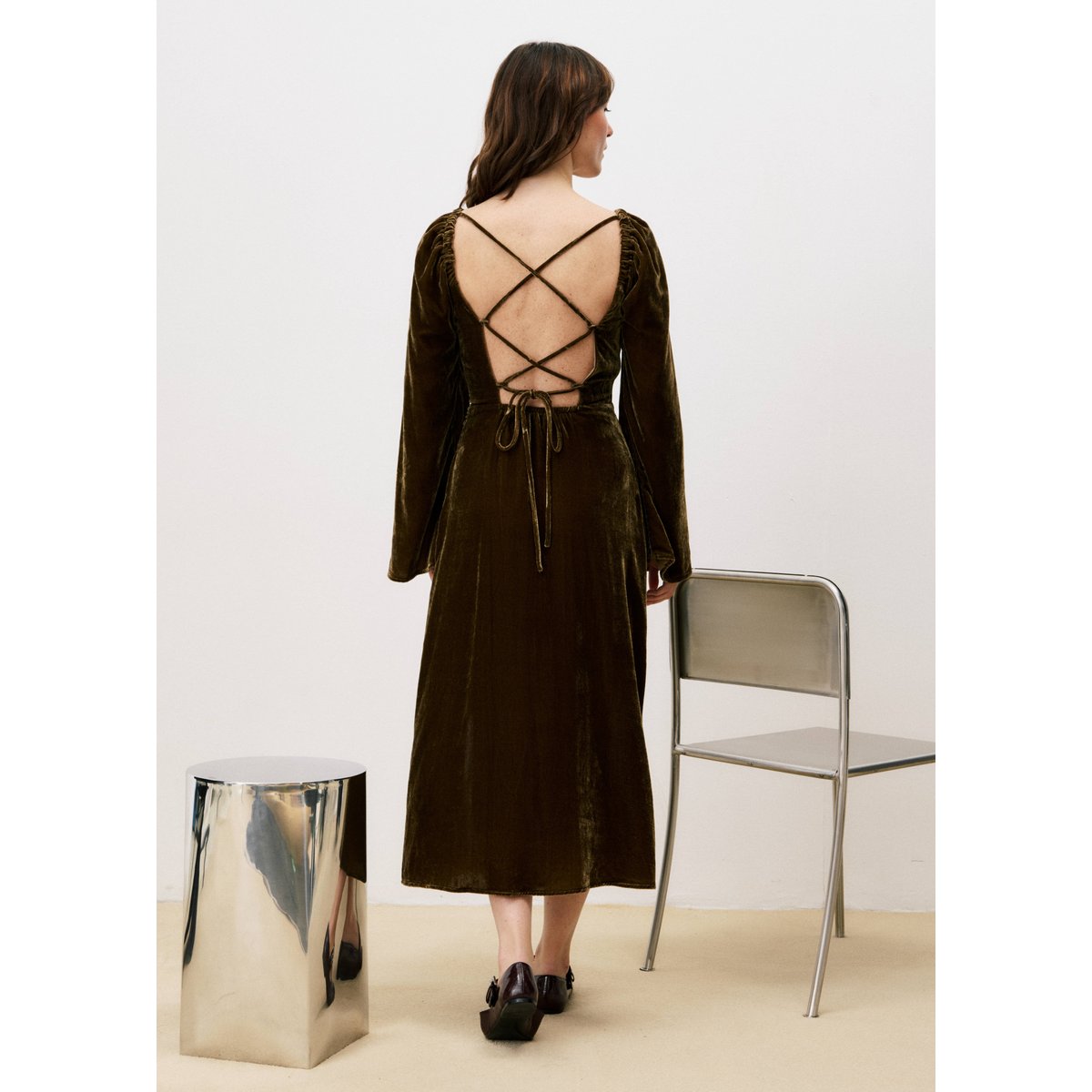 Robe longue THELMA marron glace, FRNCH