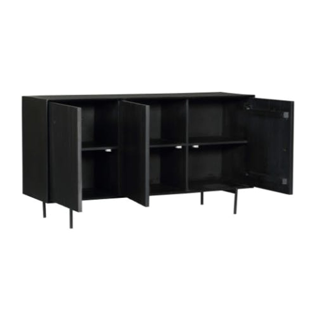 Buffet 3 portes rainurées en bois CORTINA noir, PIER IMPORT