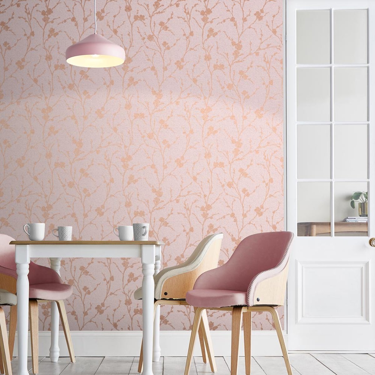 Papier peint Branches fleuries Meiying Blush rose, GRAHAM ET BROWN