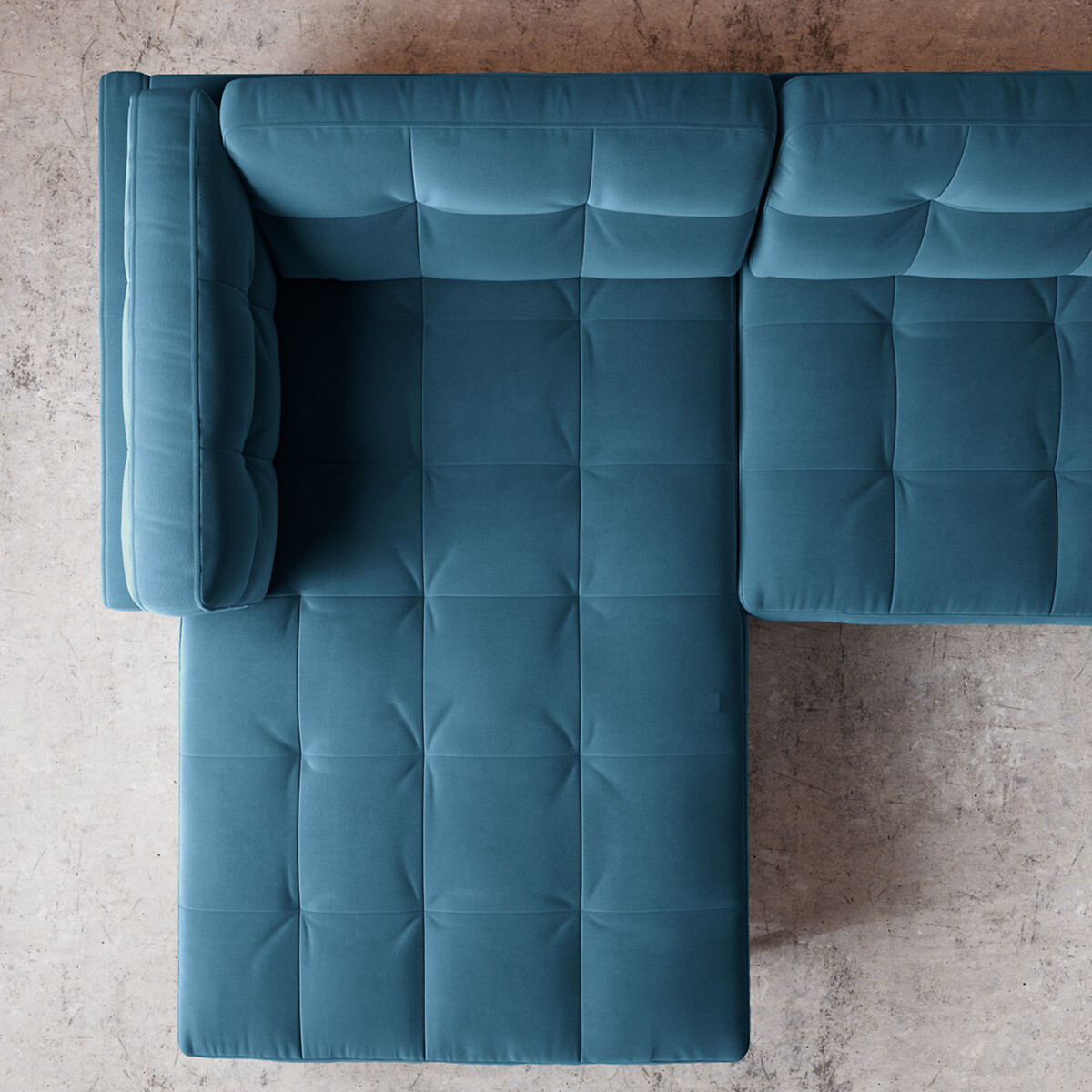Landau Easy Velvet Corner Chaise Sofa petrol blue, SWOON