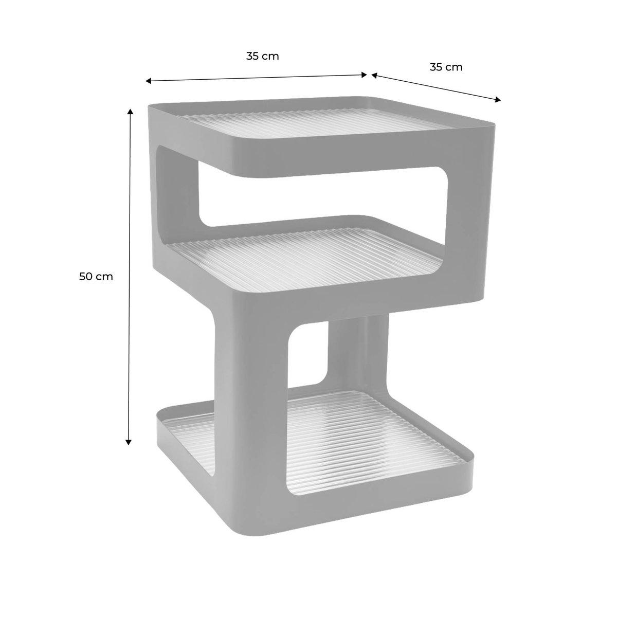 Table d'appoint, table de chevet métal et verre strié L35 x H50cm NAE bleu, SWEEEK