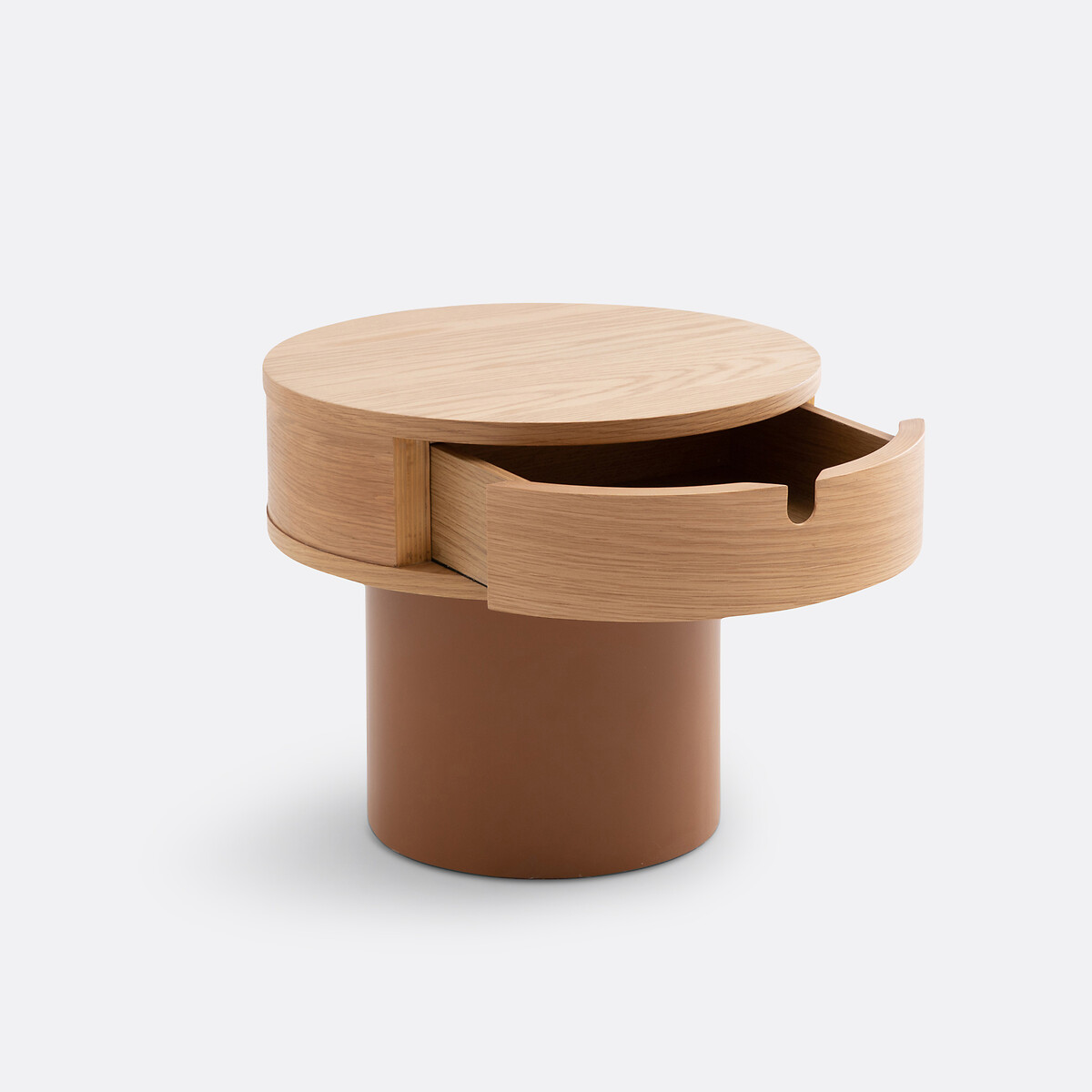 Tamita 1-Drawer Lacquered Base Bedside Table oak/caramel, LA REDOUTE INTERIEURS