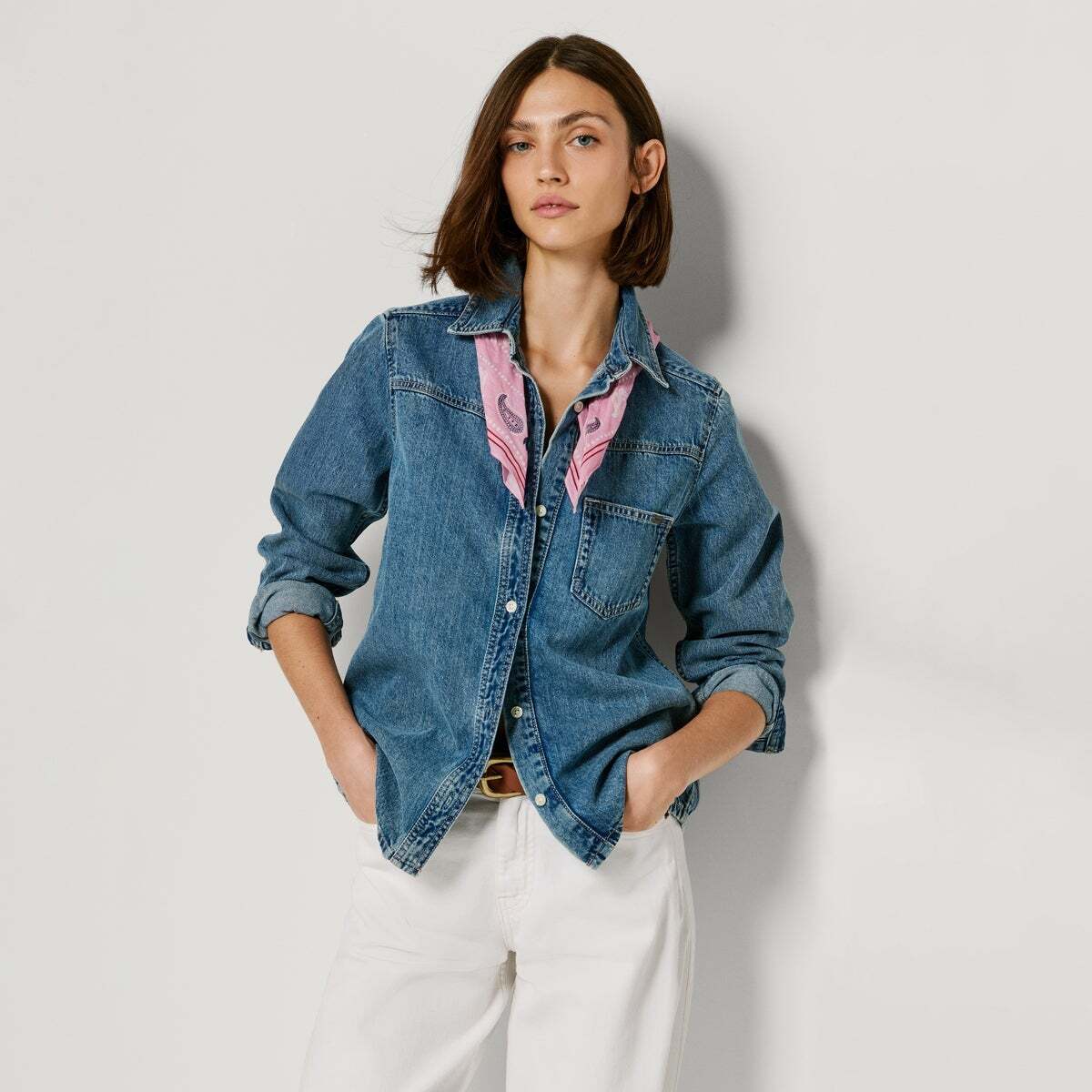 Chemise Coupe Oversize En Denim bleu moyen vintage, PEPE JEANS