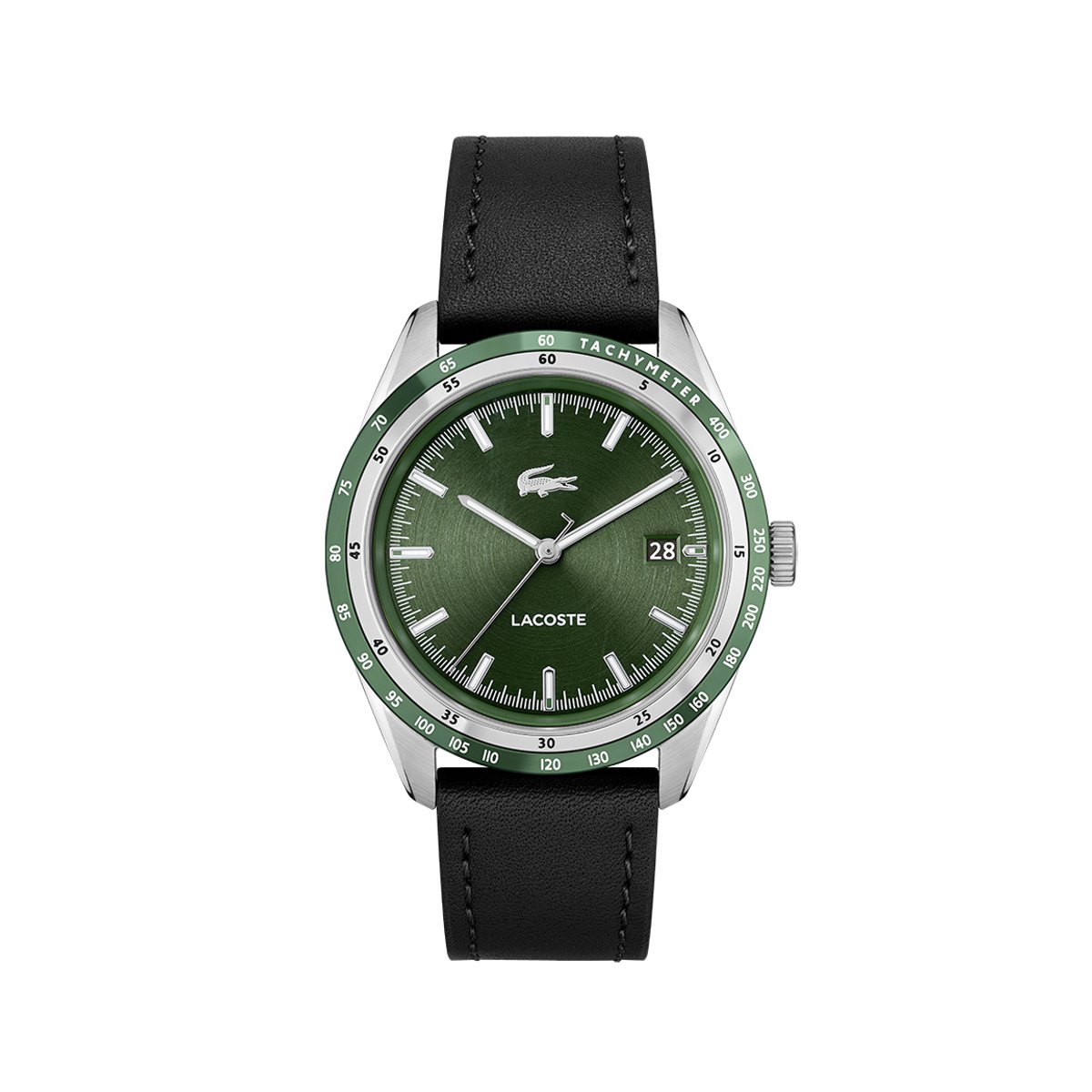 Montre Analogique  EVERETT argenté vert noir, LACOSTE