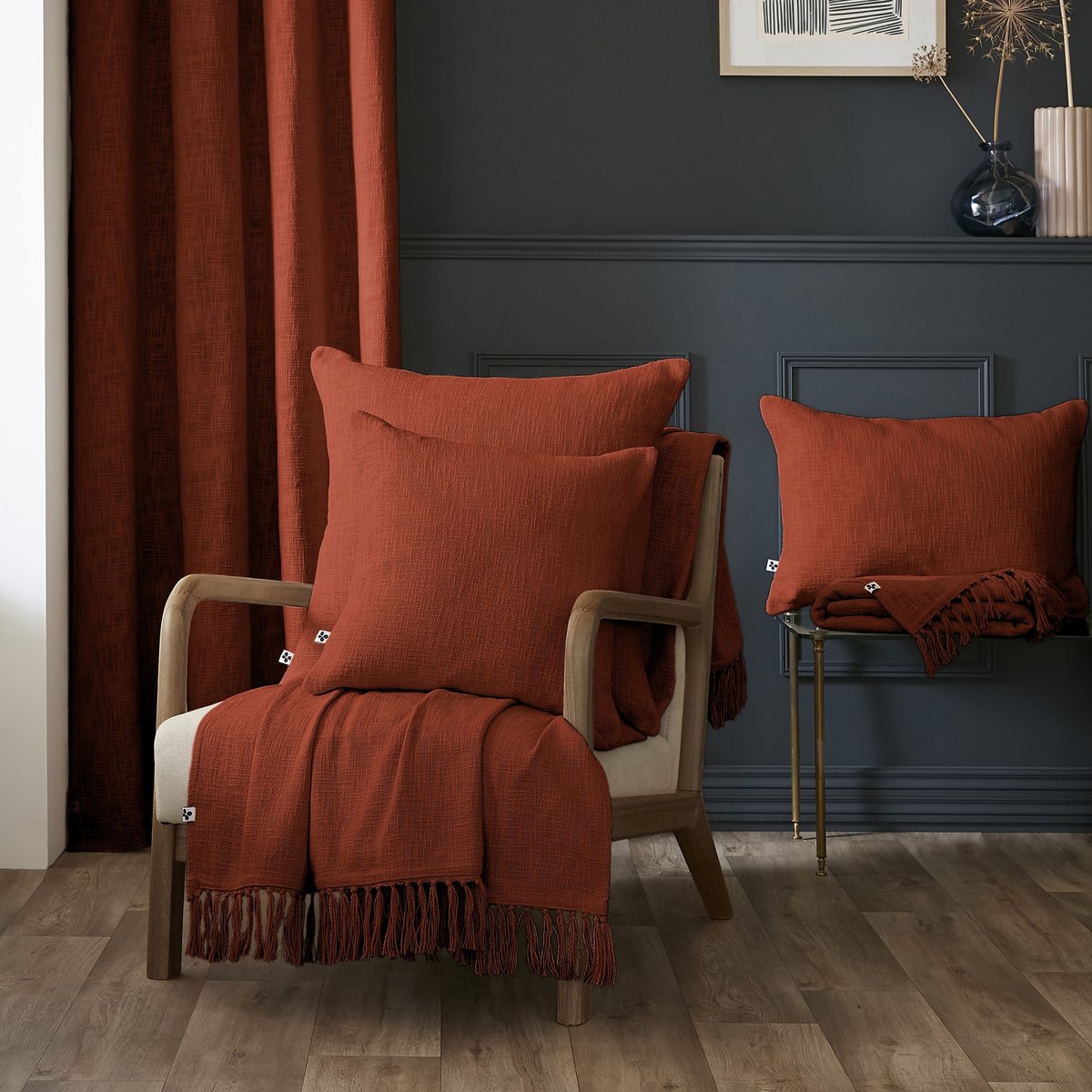 Rideau ajustable + 8 anneaux pince Sixtine ardoise, EDEN