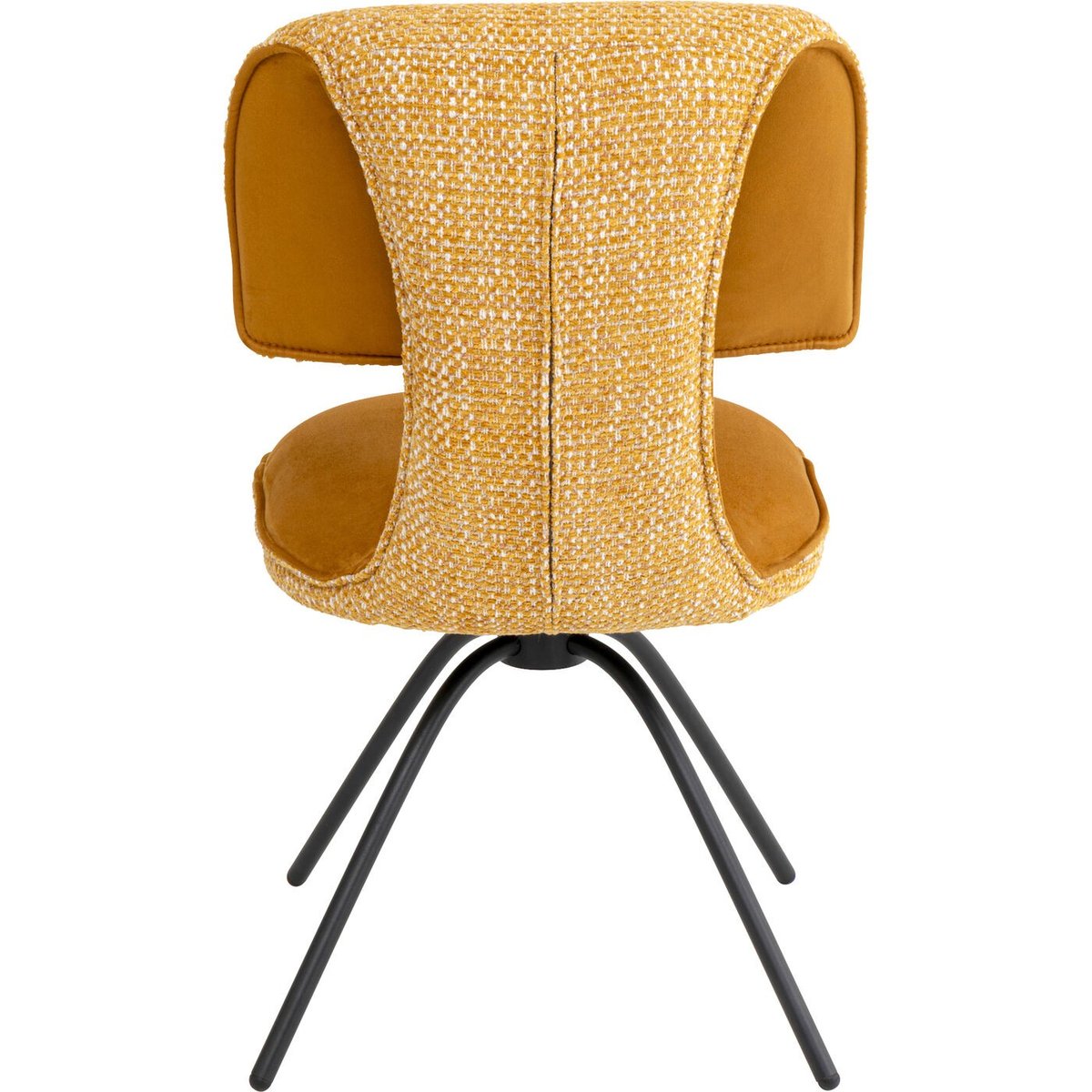 Chaise pivotante en velours double matière, HELLI jaune, KARE DESIGN