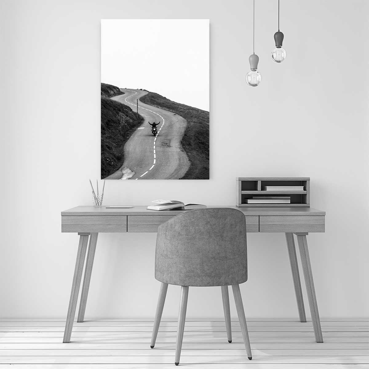 Tableau balade solitaire en moto tableau alu dibond, HEXOA