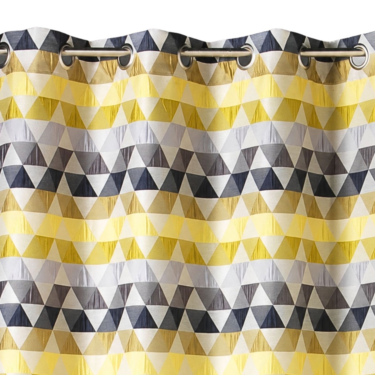 Rideau jacquard tamisant motifs triangles vert tilleul, HOME MAISON