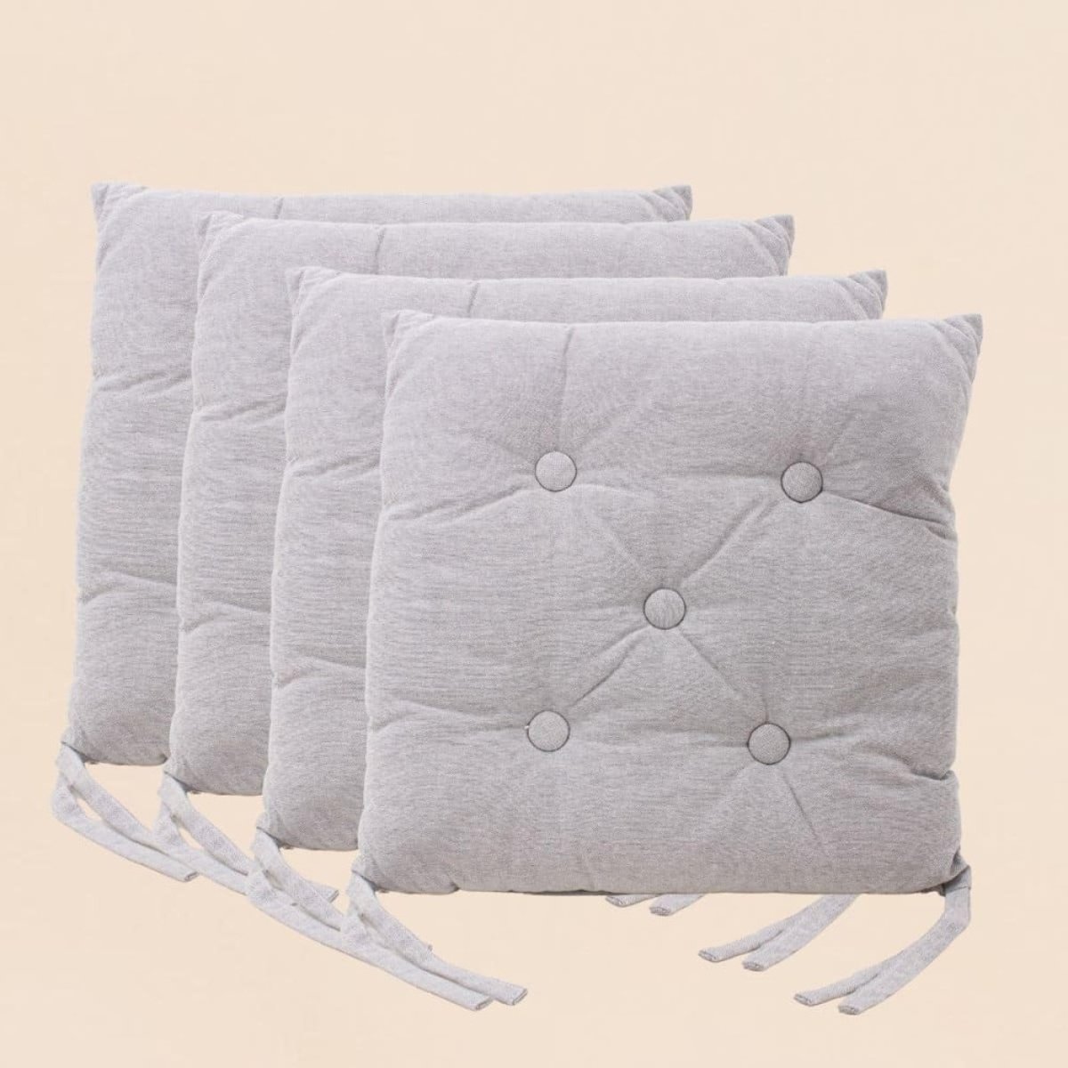 Lot de 4 galettes de chaise capitonnée gris, ORNAMI