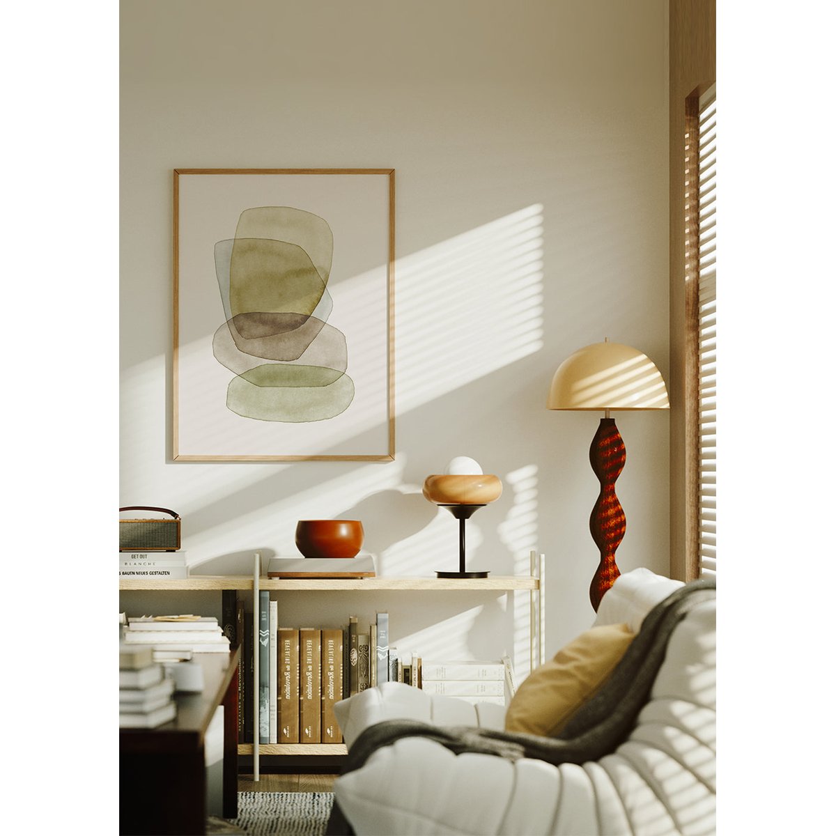 Affiche avec tableau décoratif, 50 x 70 cm beige, HANNUN