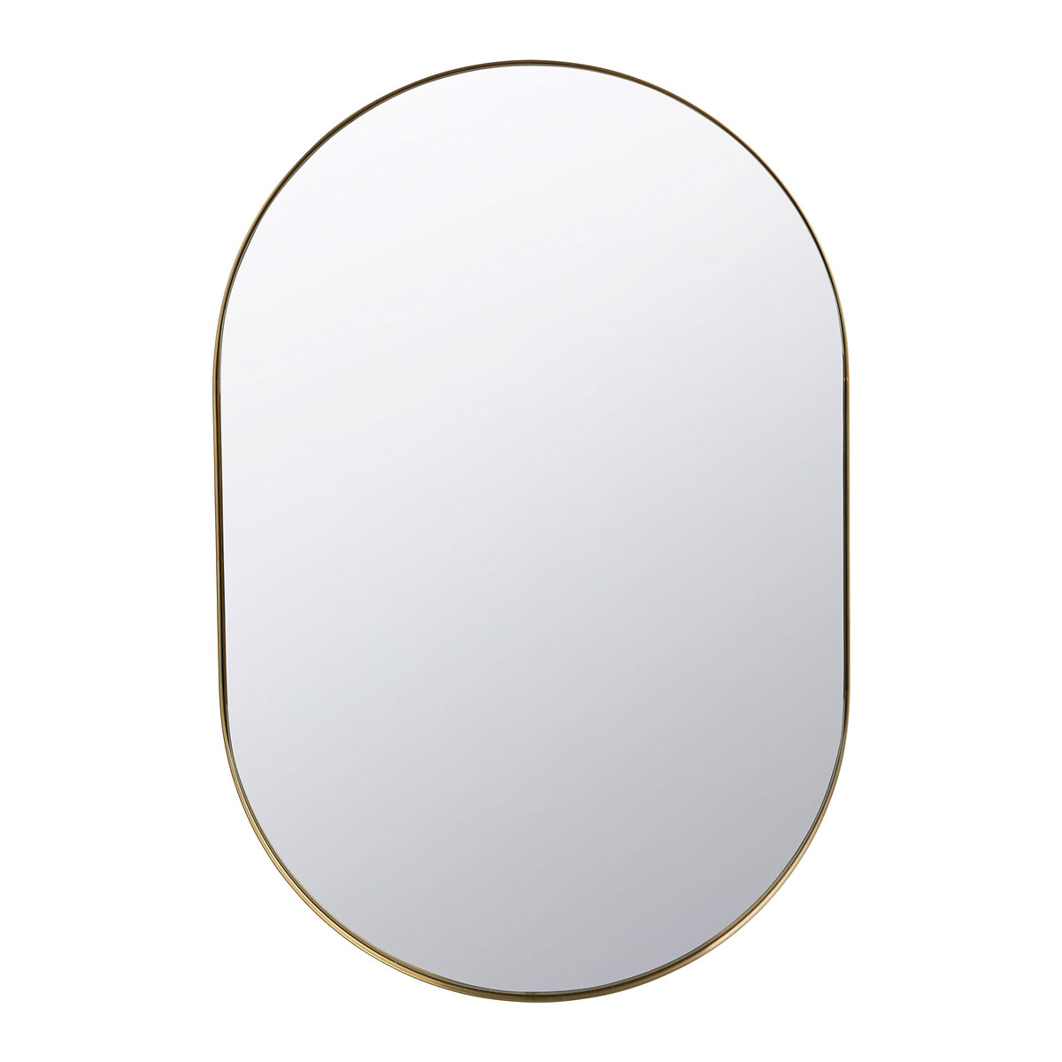 90cm Brushed Gold Metal Slim Frame Oval Wall Mirror gold-coloured, SO'HOME