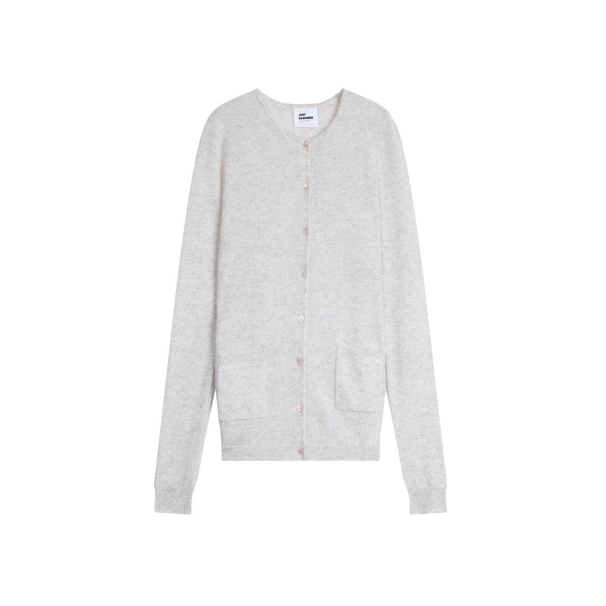 Cardigan Col Rond Gris Perle Chiné Katharine gris clair chiné, JUST CASHMERE