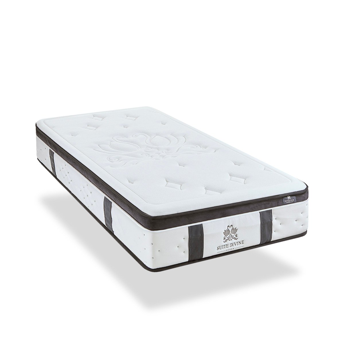 Ensemble Suite Divine 90x190 cm Matelas Mousse + Sommier Bois couleur unique, BELLECOUR