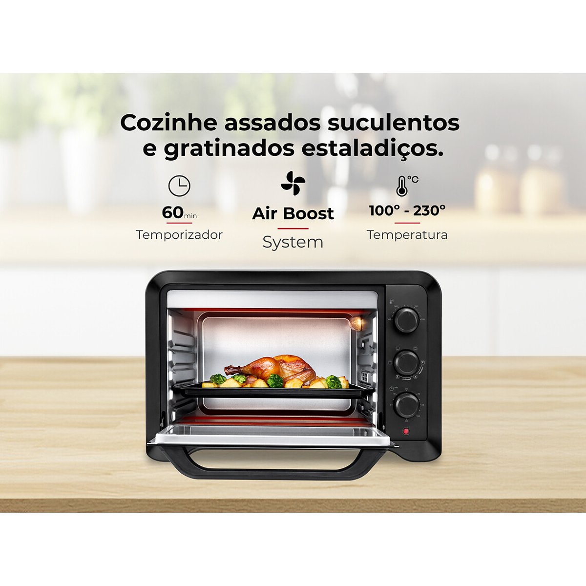 Mini Forno de Convecção 35L 1600W 1537FL, FLAMA preto , FLAMA