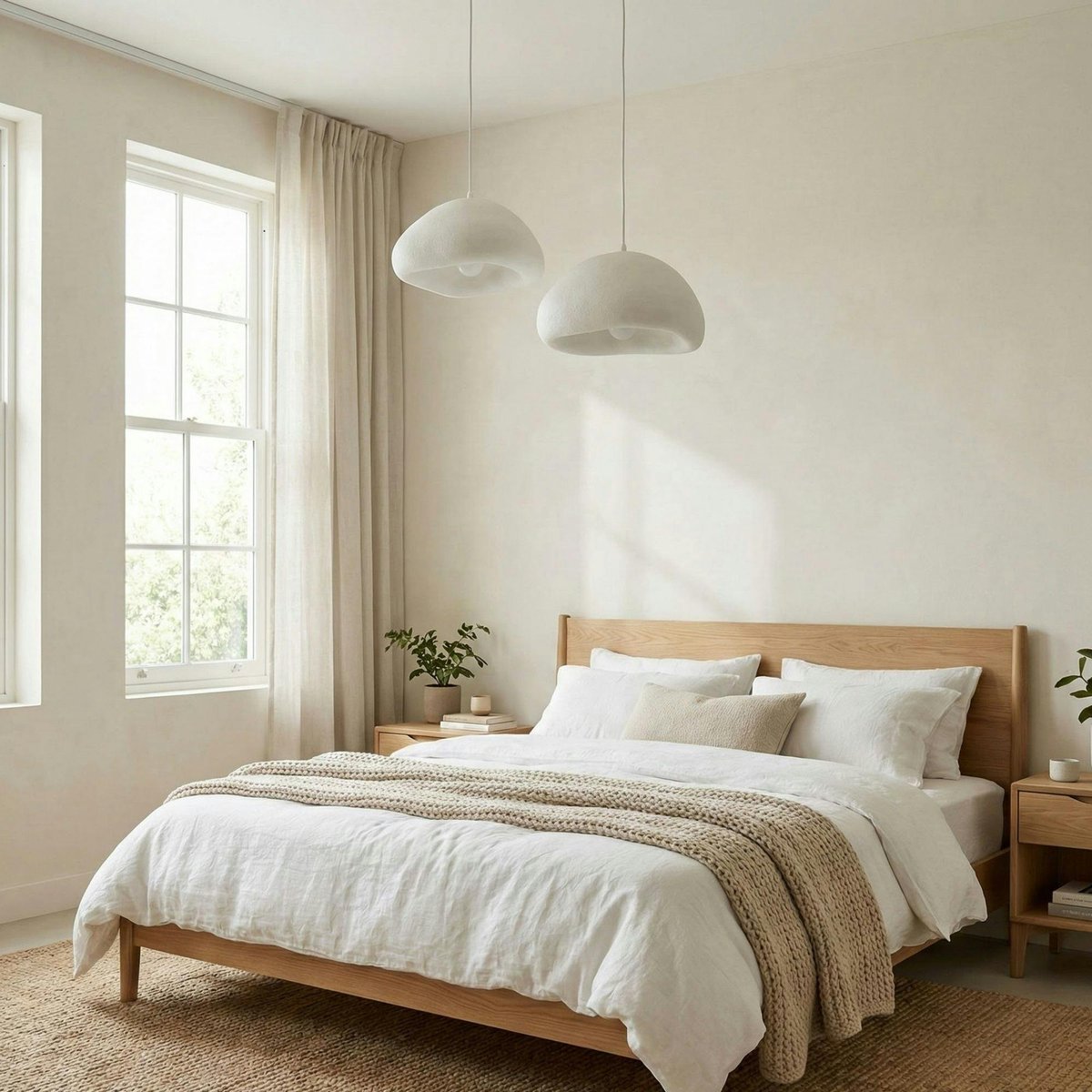 Suspension blanche design organique 2 abat-jour 74 cm NOXIS blanc, PIER IMPORT
