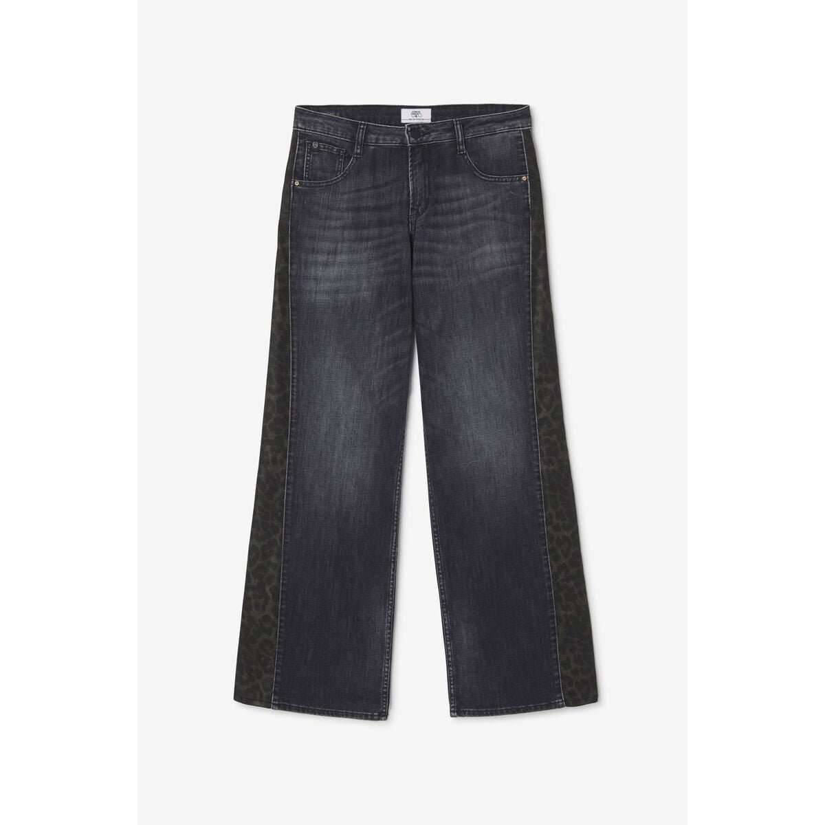 Jeans flare wide leg , longueur 34 black, LE TEMPS DES CERISES