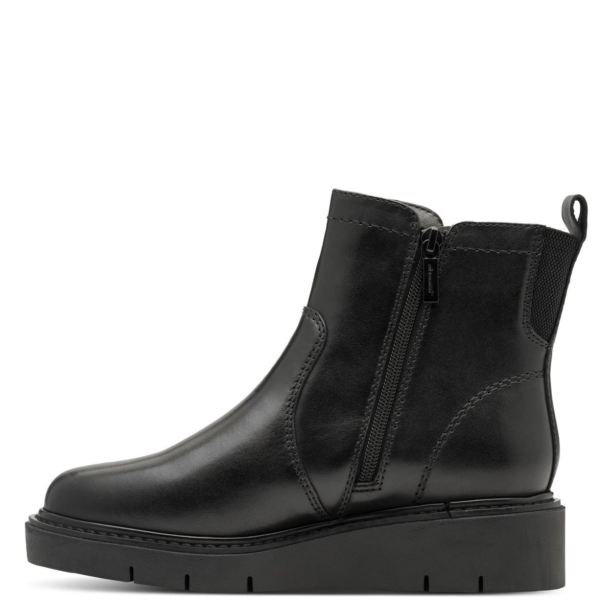 Bottine en cuir noir nappa, TAMARIS