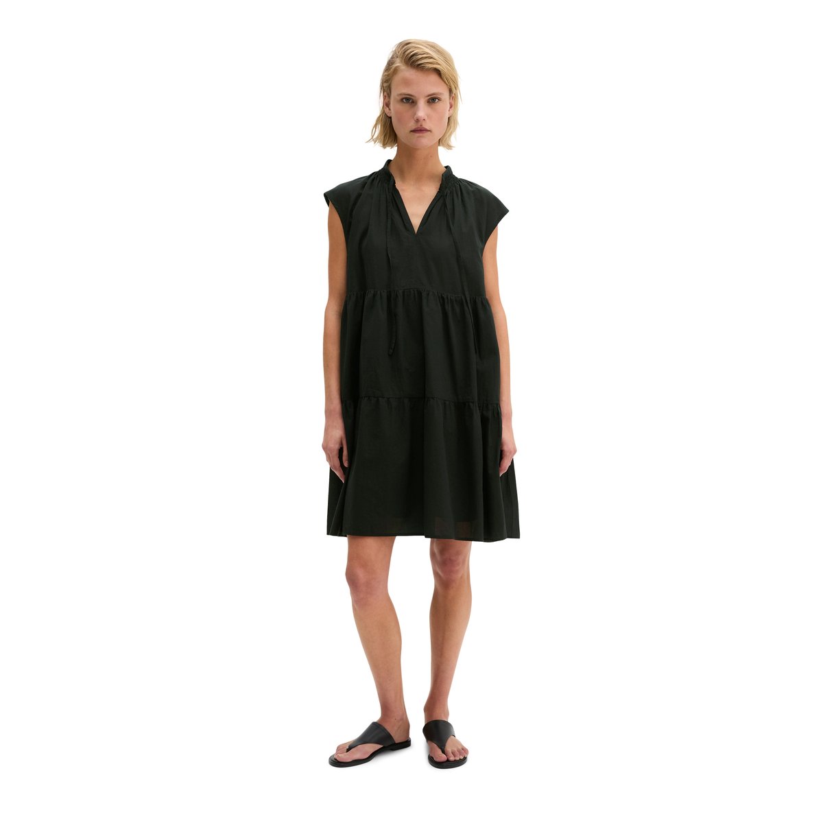 Robe étagée A-Shape en voile de coton doux noir, MARC O'POLO