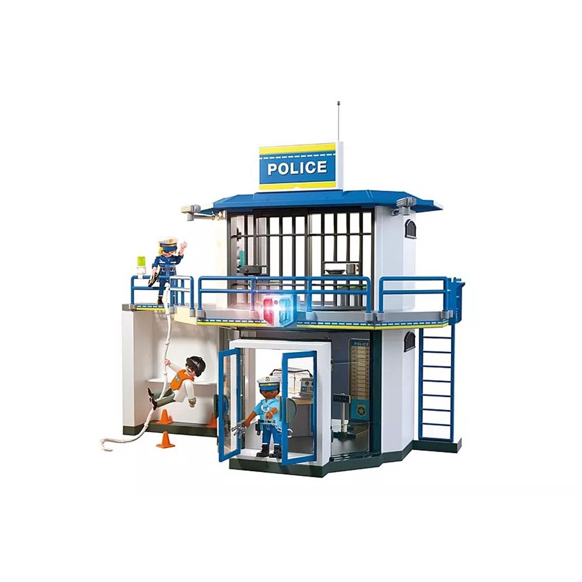 City Action Poste de police avec salle de recherche multicolore, PLAYMOBIL