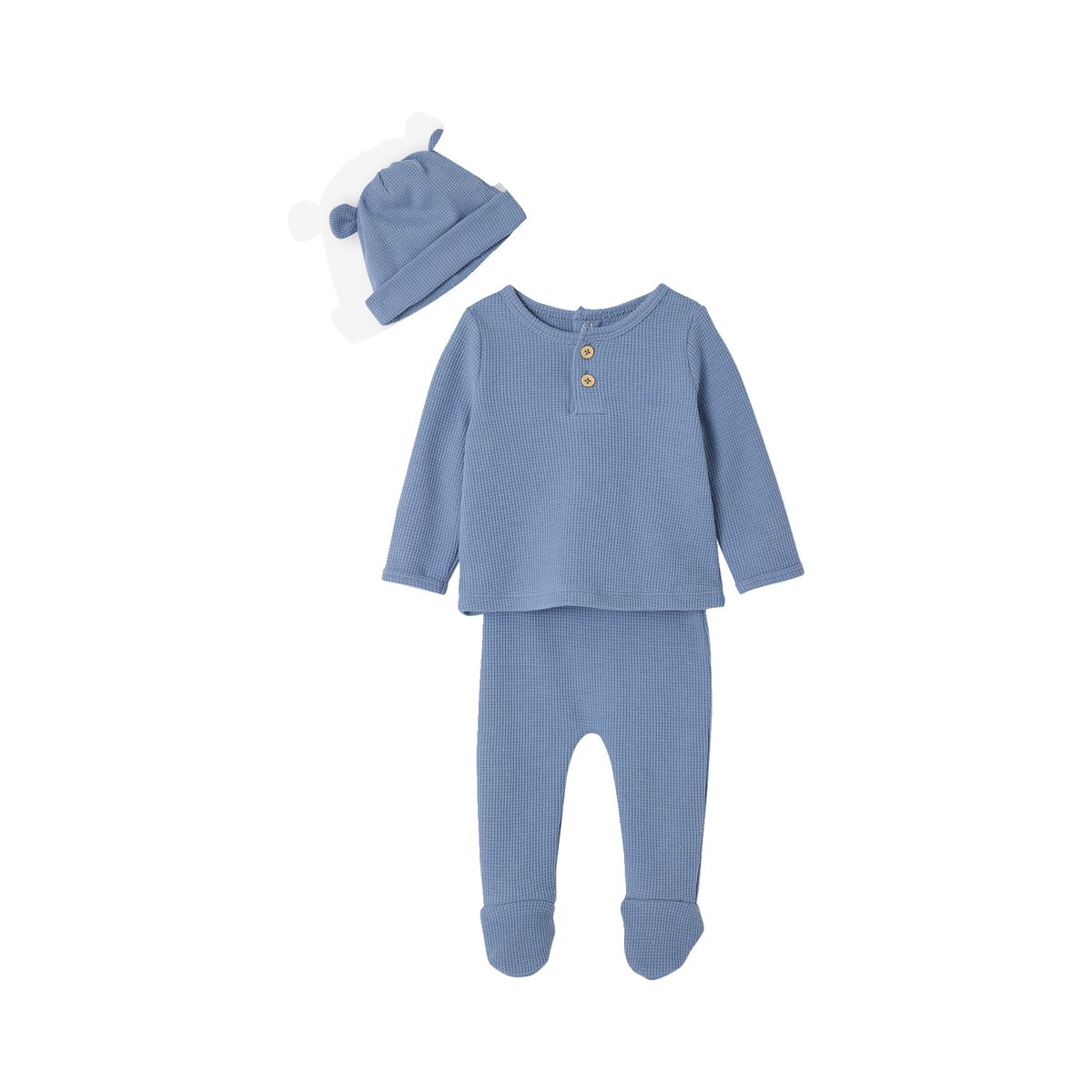 Ensemble 3 pièces bébé naissance bleu, VERTBAUDET