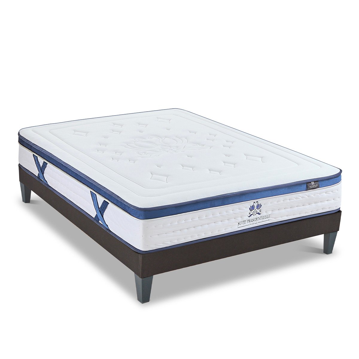 Ensemble Suite Présidentielle 90x200 cm Matelas Mousse + Sommier Bois couleur unique, BELLECOUR