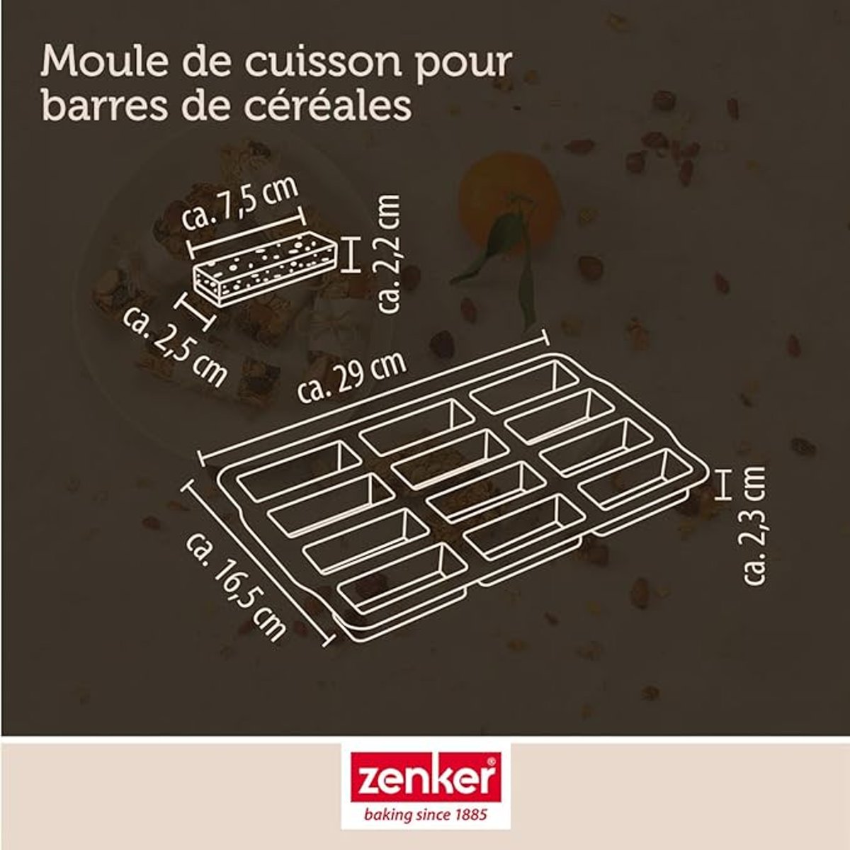 Moule en silicone pour 12 barres de muesli SWEET SENSATION beige, ZENKER