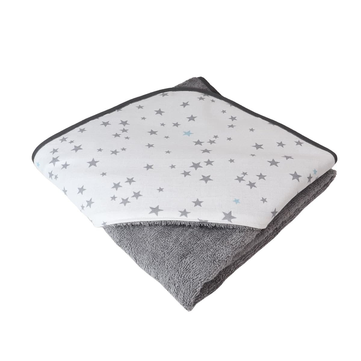 Cape de bain bébé coton éponge ÉTOILE gris, LINANDELLE