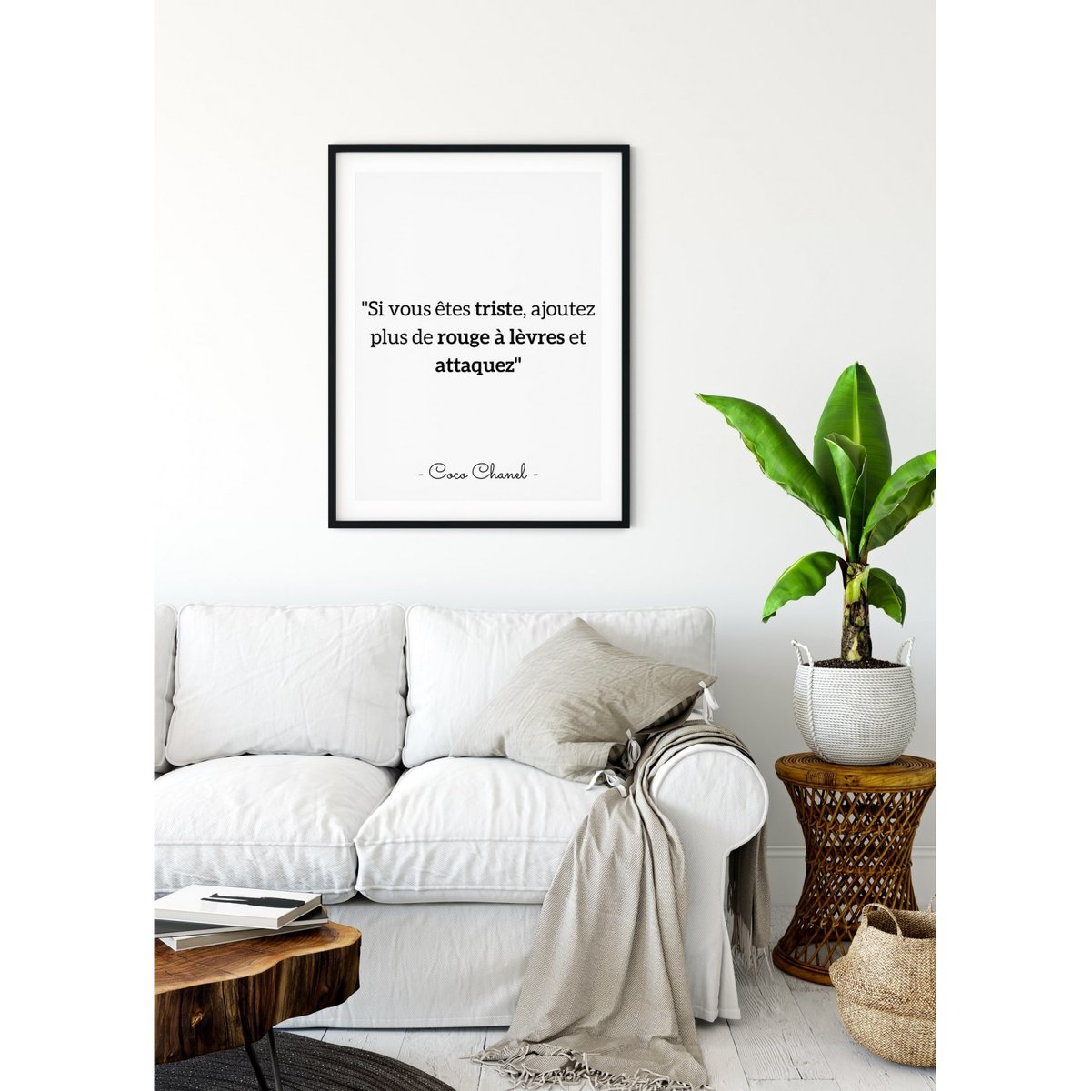 Affiche Coco Chanel : 'Si vous êtes triste...' blanc, L'AFFICHERIE