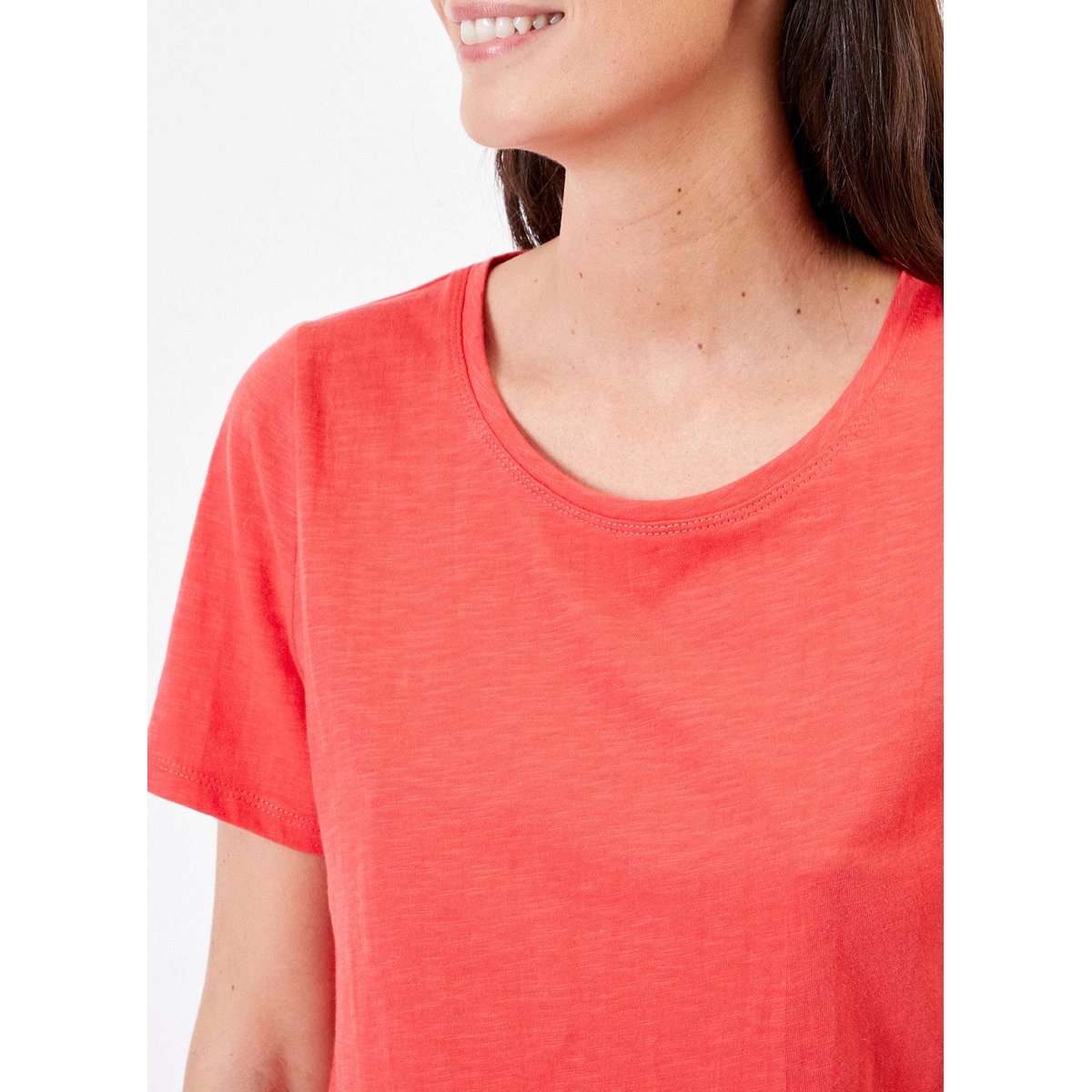 T-shirt coton flammé bio imprimé SOLIANE rouge fraise, LA FIANCÉE