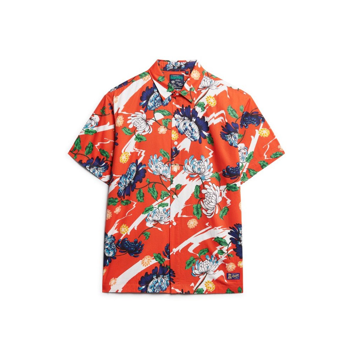 Chemise hawaïenne à manches courtes aya floral orange brûlé, SUPERDRY