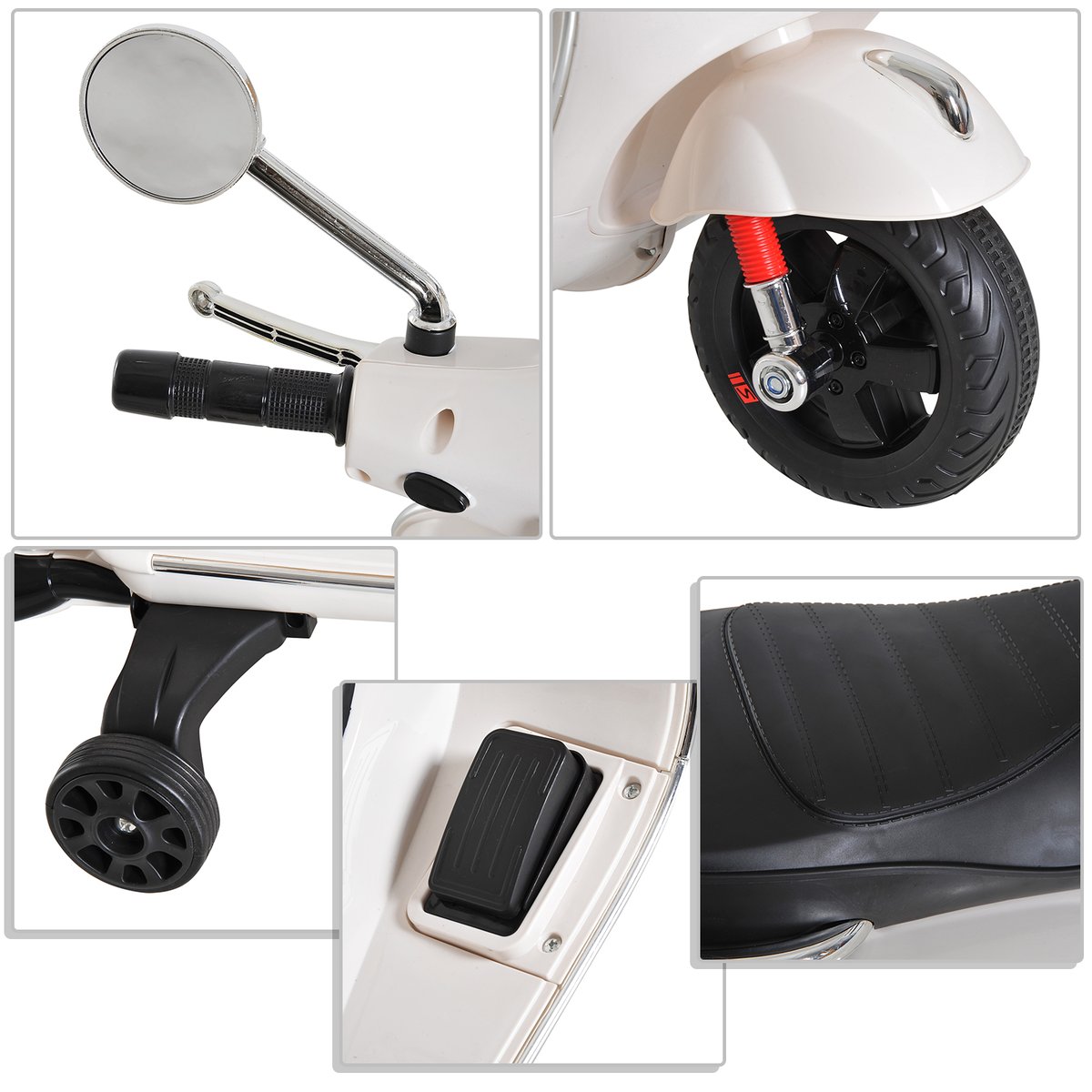 Moto électrique à conducteur assis Plastique blanc, HOMCOM