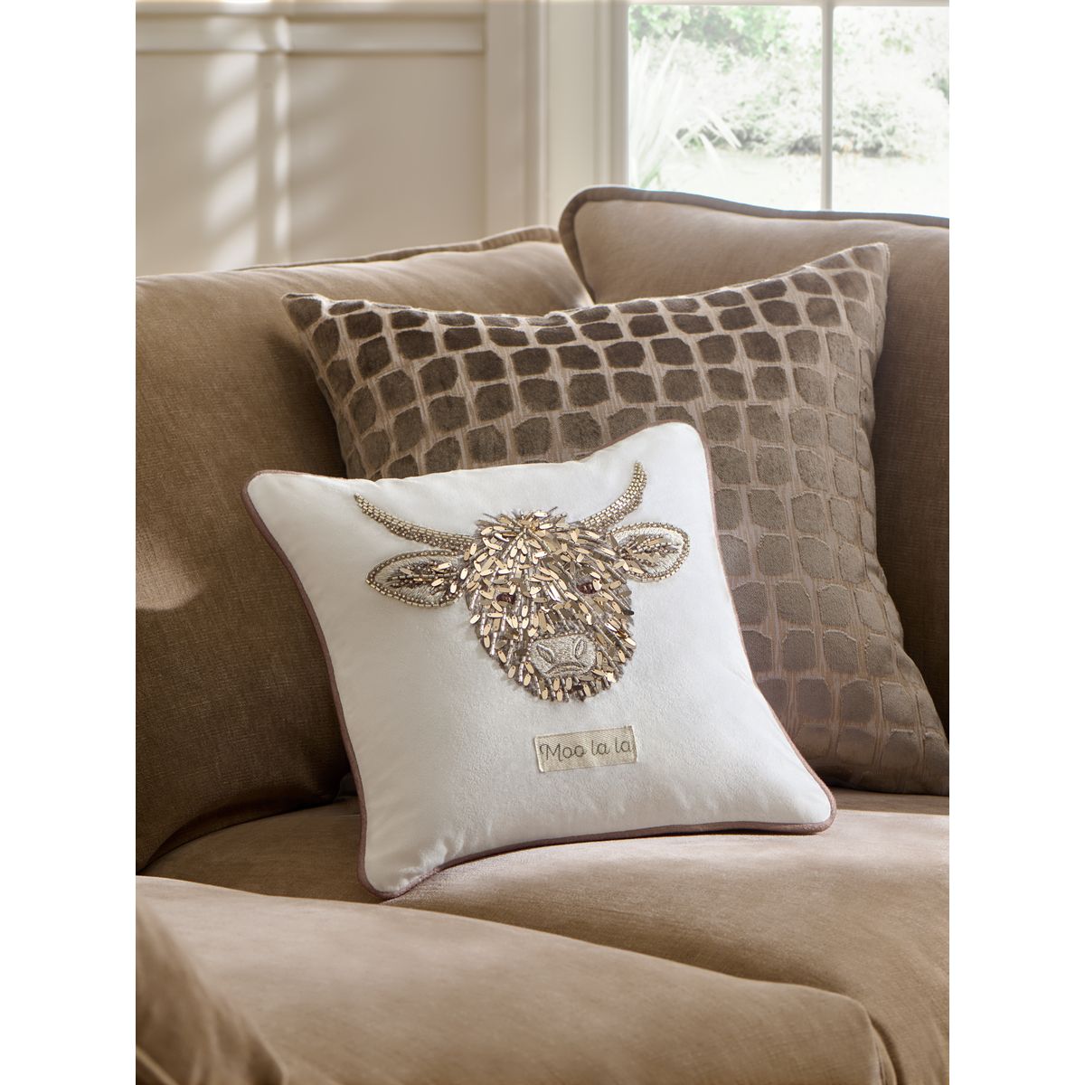Coussin chic à motif hamish 35 x 35 cm naturel, NEXT