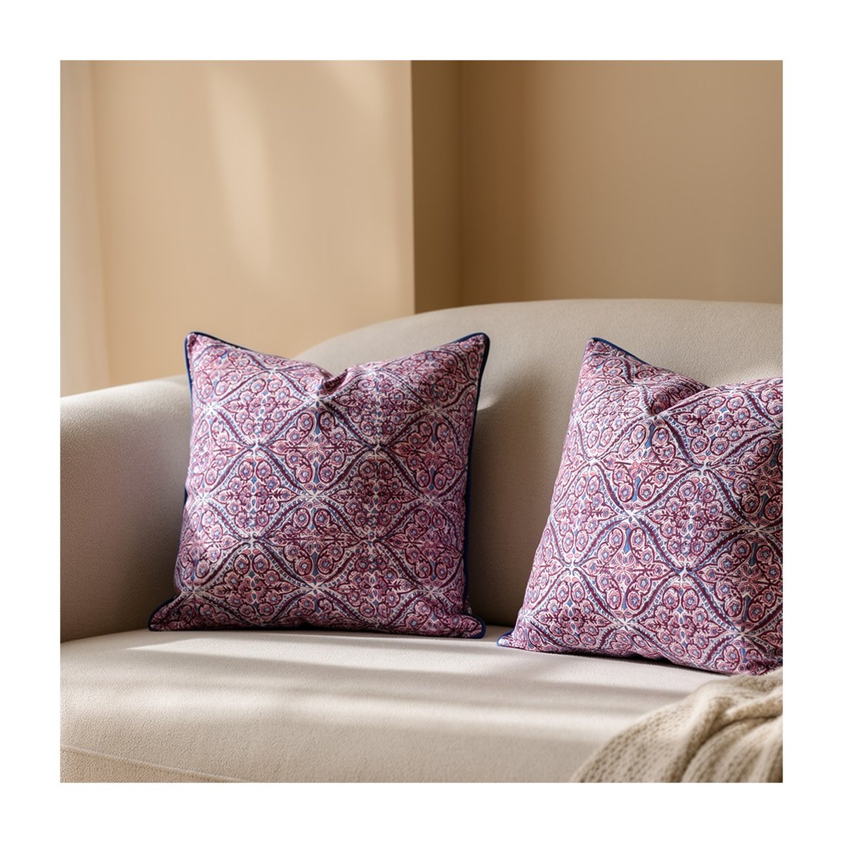 Housse de coussin Grape Wine crème, bordeaux, rose, bleu, ARCHIV