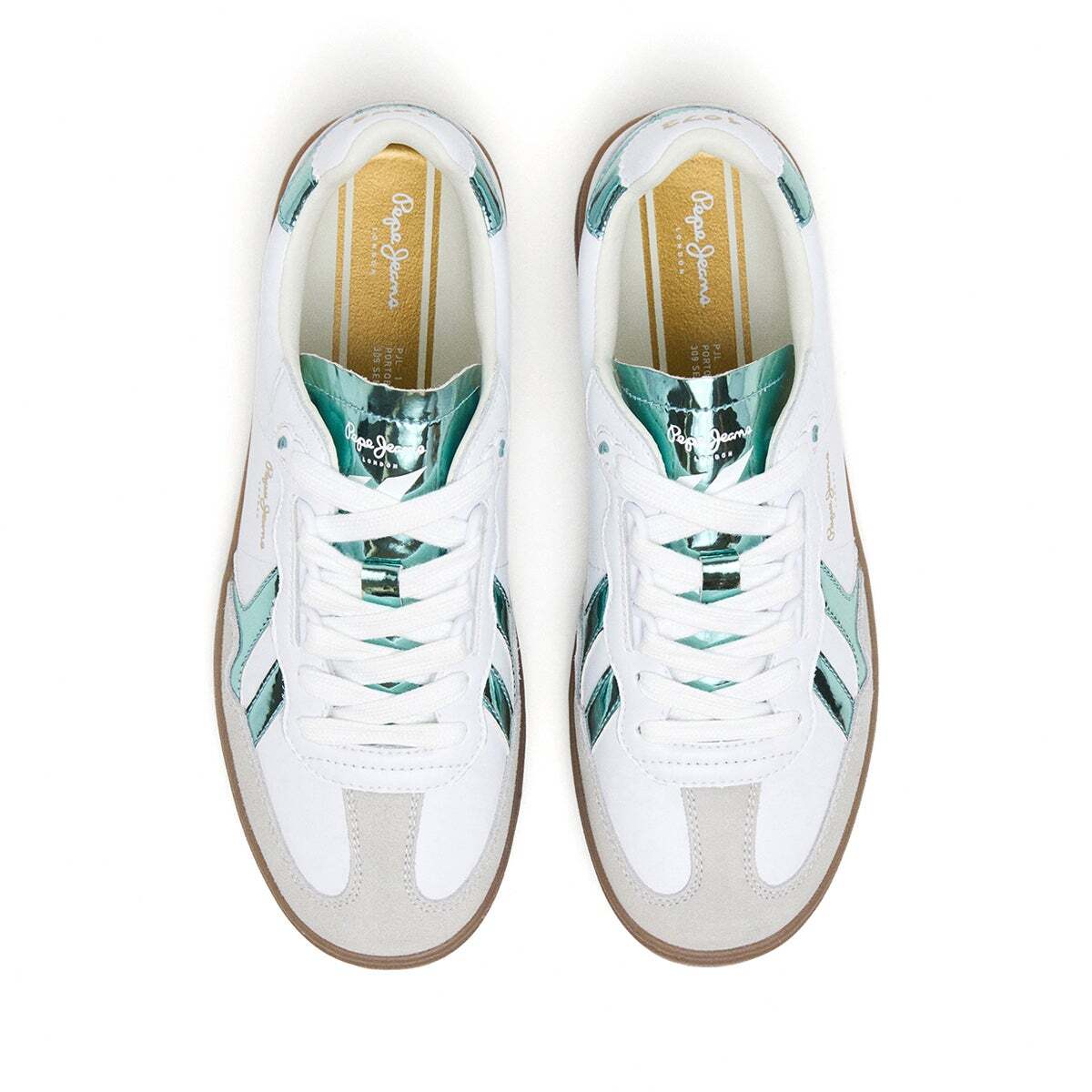 Sneakers En Cuir Avec Détails En Daim - Ball blanc, PEPE JEANS