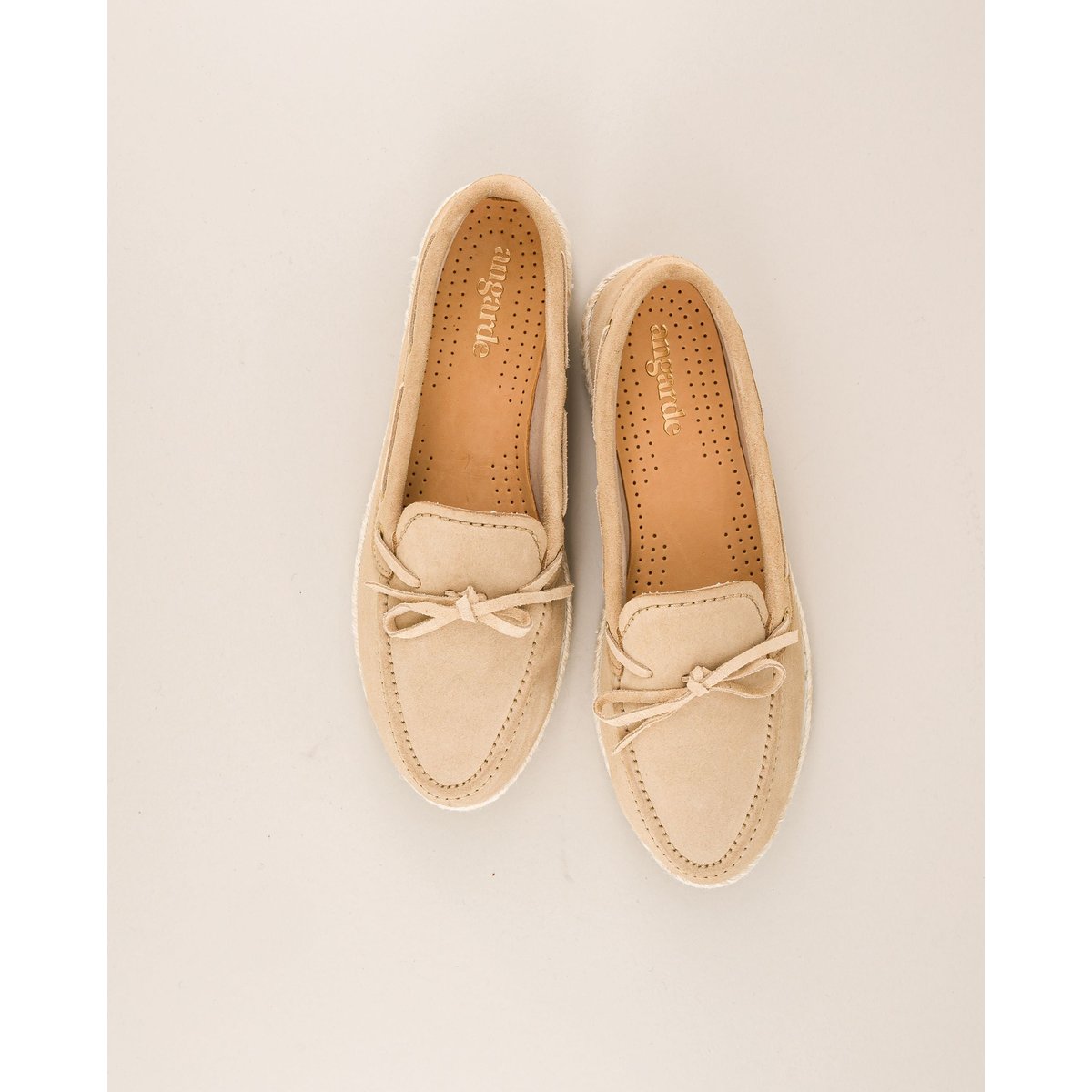 Mocassin bateau cuir BETTY beige, ANGARDE