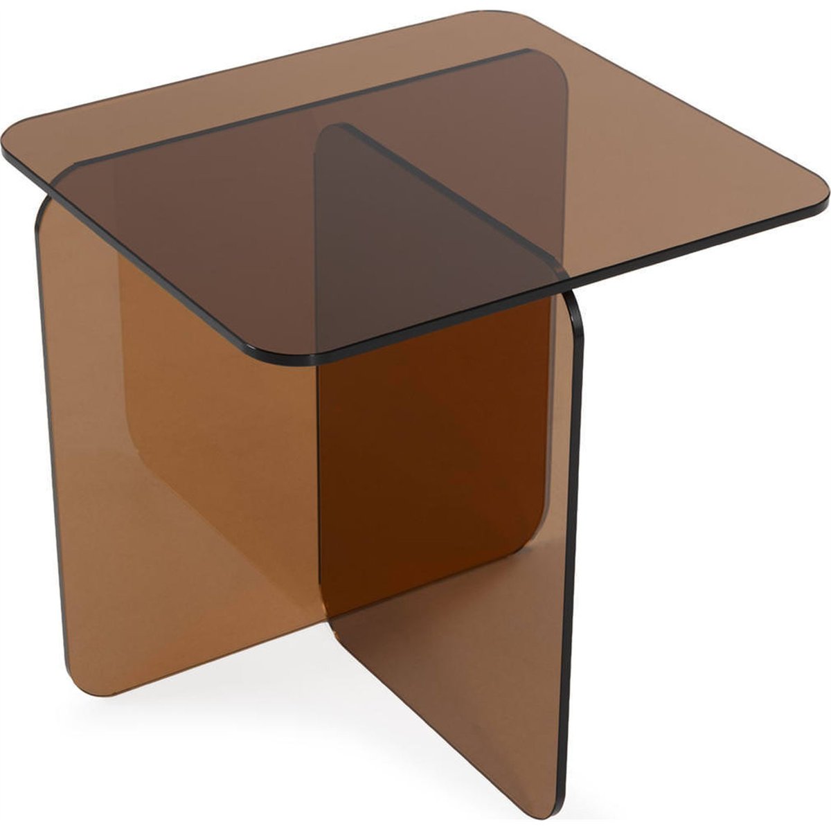 Table d'appoint carrée en verre contemporaine ambre, RECOLLECTION