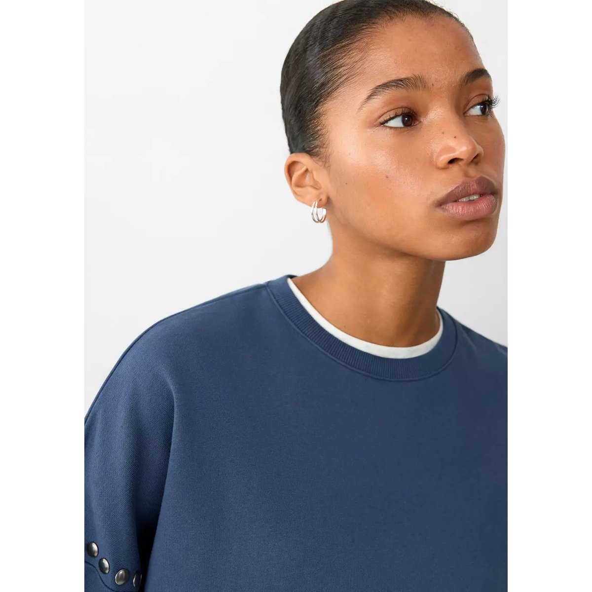 Sweat coton détail clous bleu, MANGO TEEN