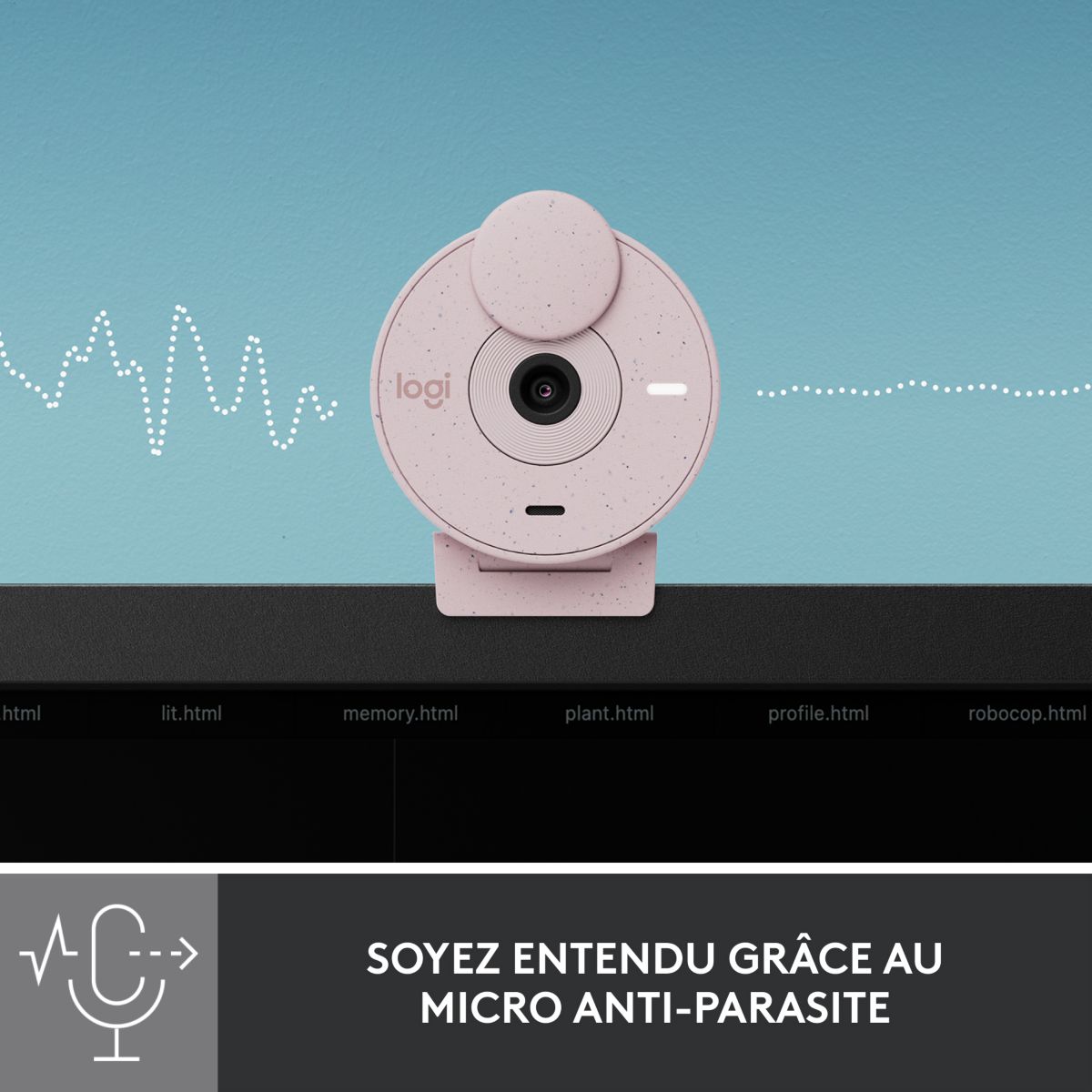 Webcam Brio 300 Full HD avec micro - Rose couleur unique, LOGITECH