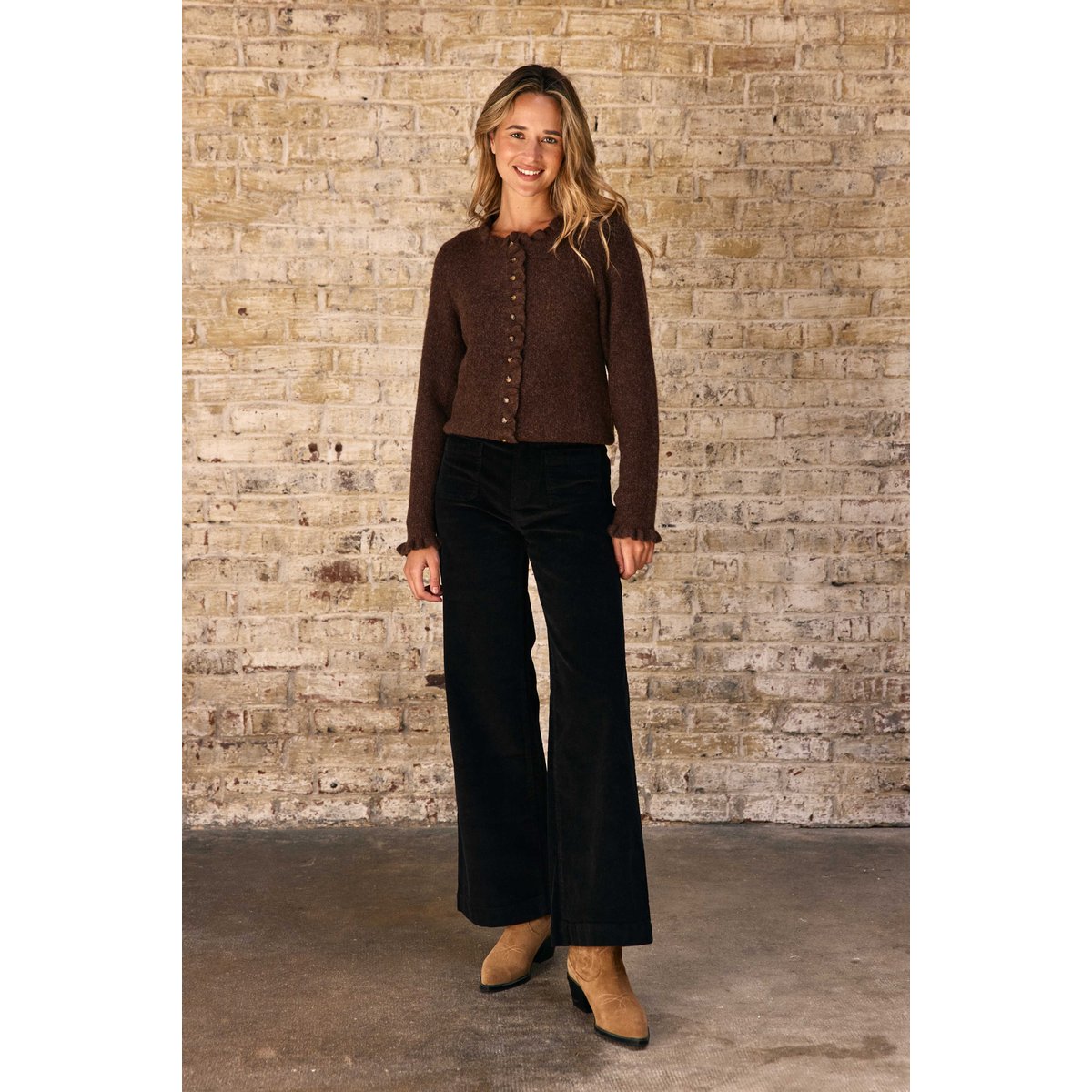 Gilet col rond uni MUDYA 16-marron, LA PETITE ETOILE
