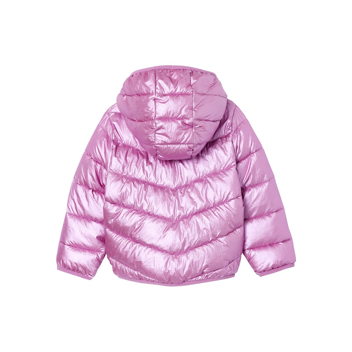 Doudoune légère à capuche effet brillant métallisé rose, VERTBAUDET
